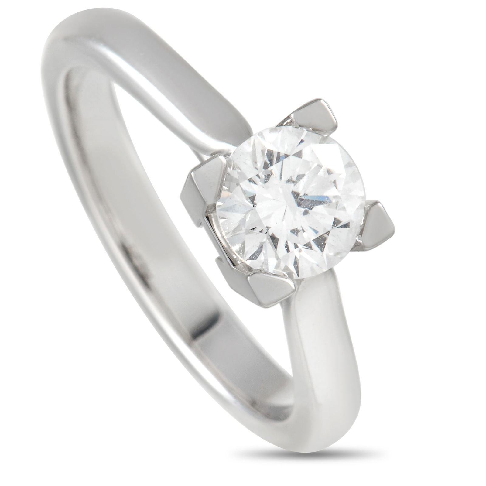 Harry WinstonPlatinum 0.71ct Diamond Solitaire Engagement Ring: One can’t deny the exquisite elegance of this diamond engagement ring. The 2mm slender band is fashioned from platinum and topped with a 0.71 ct diamond center stone. The solitary center stone has a