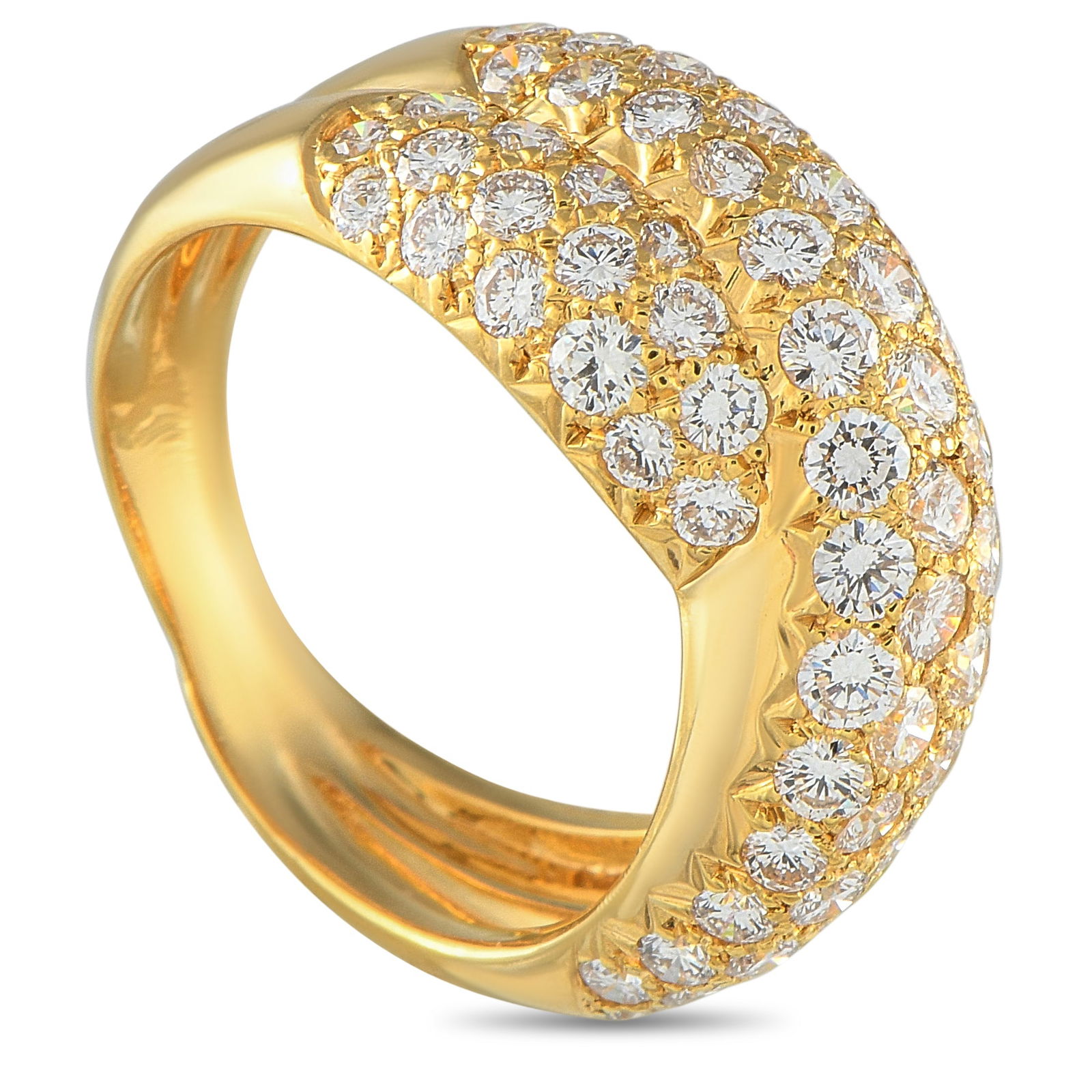 Van Cleef & Arpels 18k Yellow Gold 2.50ct Diamond Pave Crossover Ring (1 of 4)