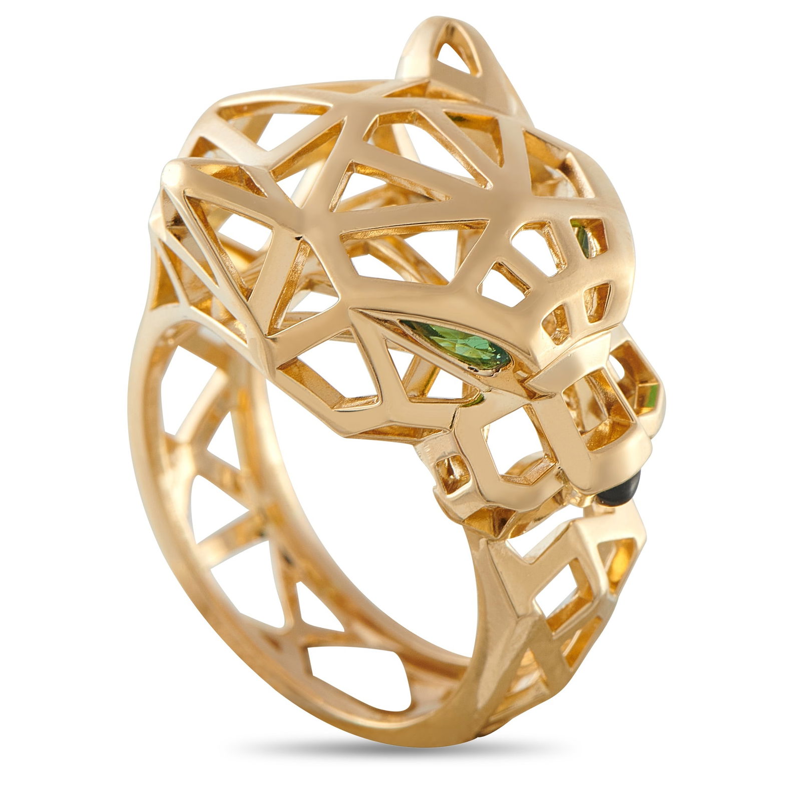 Cartier Panthere 18K Yellow Gold Ring: A chic, contemporary design makes this Cartier Panthere ring a modern work of art. Incredibly elegant, the luxury brand’s panther motif comes to life in 18K Yellow Gold on this stylish accessory. Gr