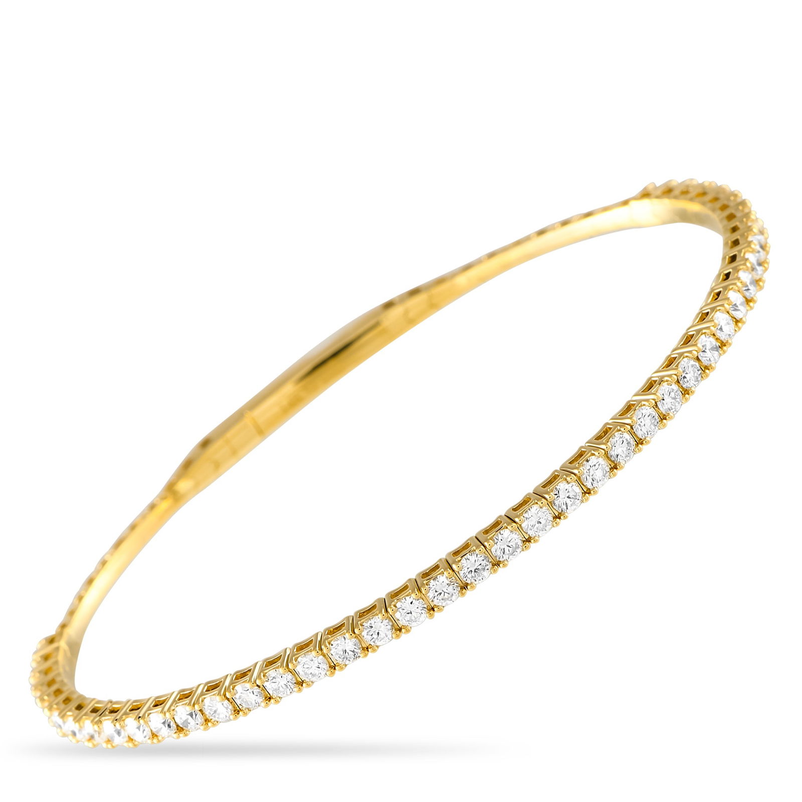 14K Yellow Gold 1.90ct Lab-Grown Diamond Bracelet: This luxury bangle bracelet is effortless and elegant all at once. Set in 14K Yellow Gold, this piece’s sleek, sophisticated setting comes to life thanks to a series of brilliant Lab Grown Diamonds