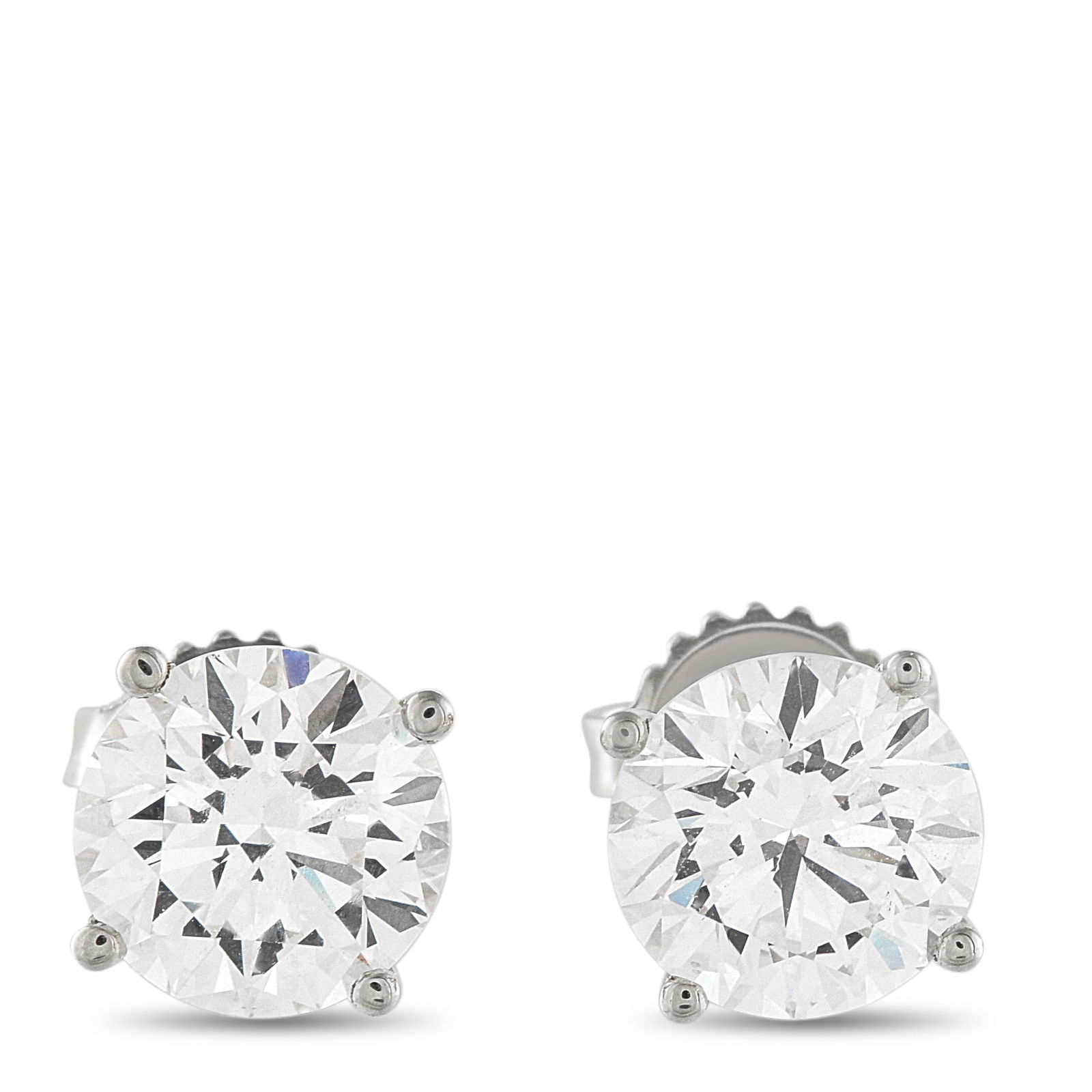 14K White Gold 4.0ct Lab-Grown Diamond Stud Earrings: These elegant solitaire earrings will add the perfect touch of sparkle to any outfit. A simple 4-prong 14K White Gold setting beautifully showcases the round brilliant Lab Grown Diamonds with a total