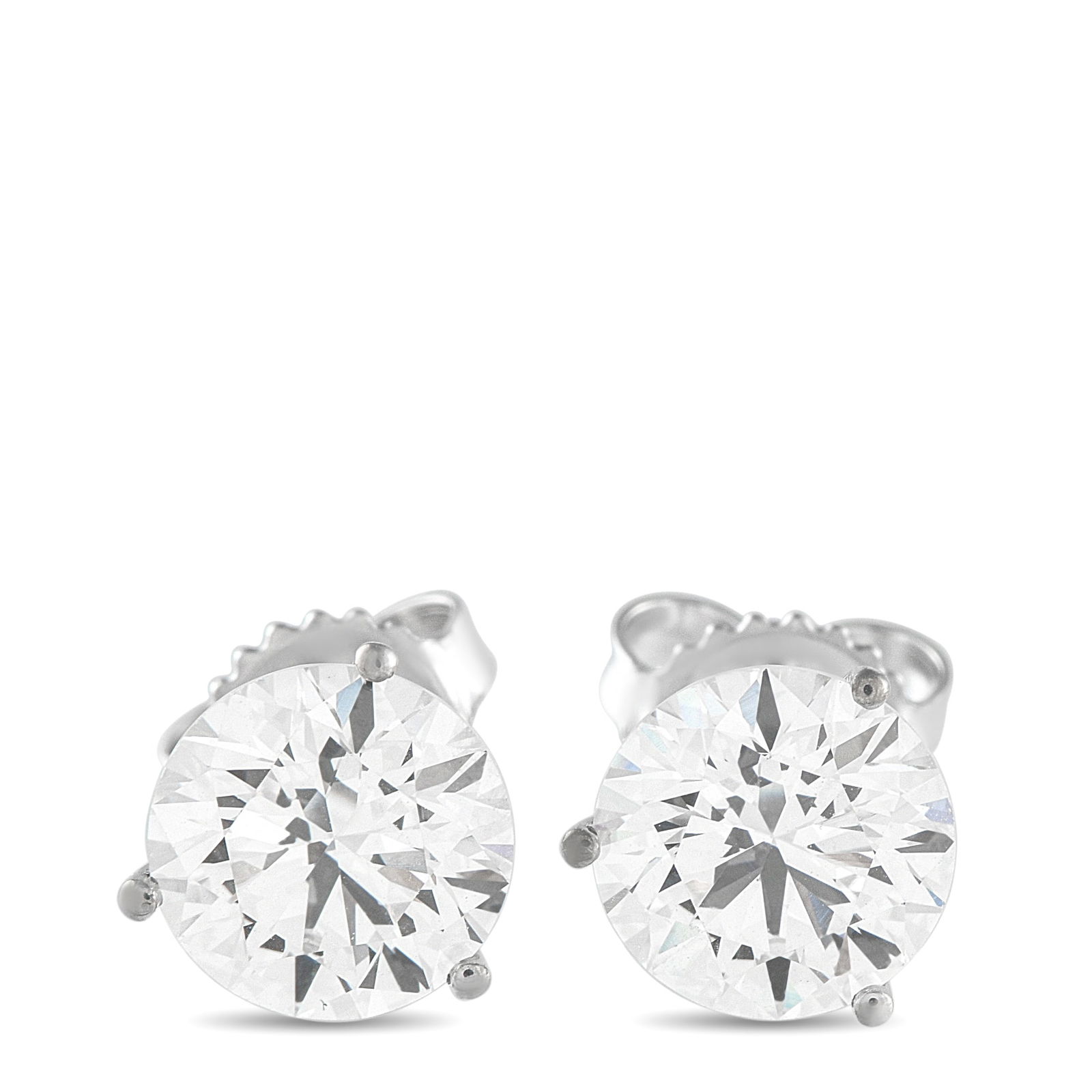14K White Gold 4.10ct Lab-Grown Diamond Stud Earrings: These timeless stud earrings make it easy to add a touch of luxury to any ensemble. Featuring a 3-prong setting crafted from 14K White Gold, round brilliant Lab Grown Diamonds with a total weight of 4
