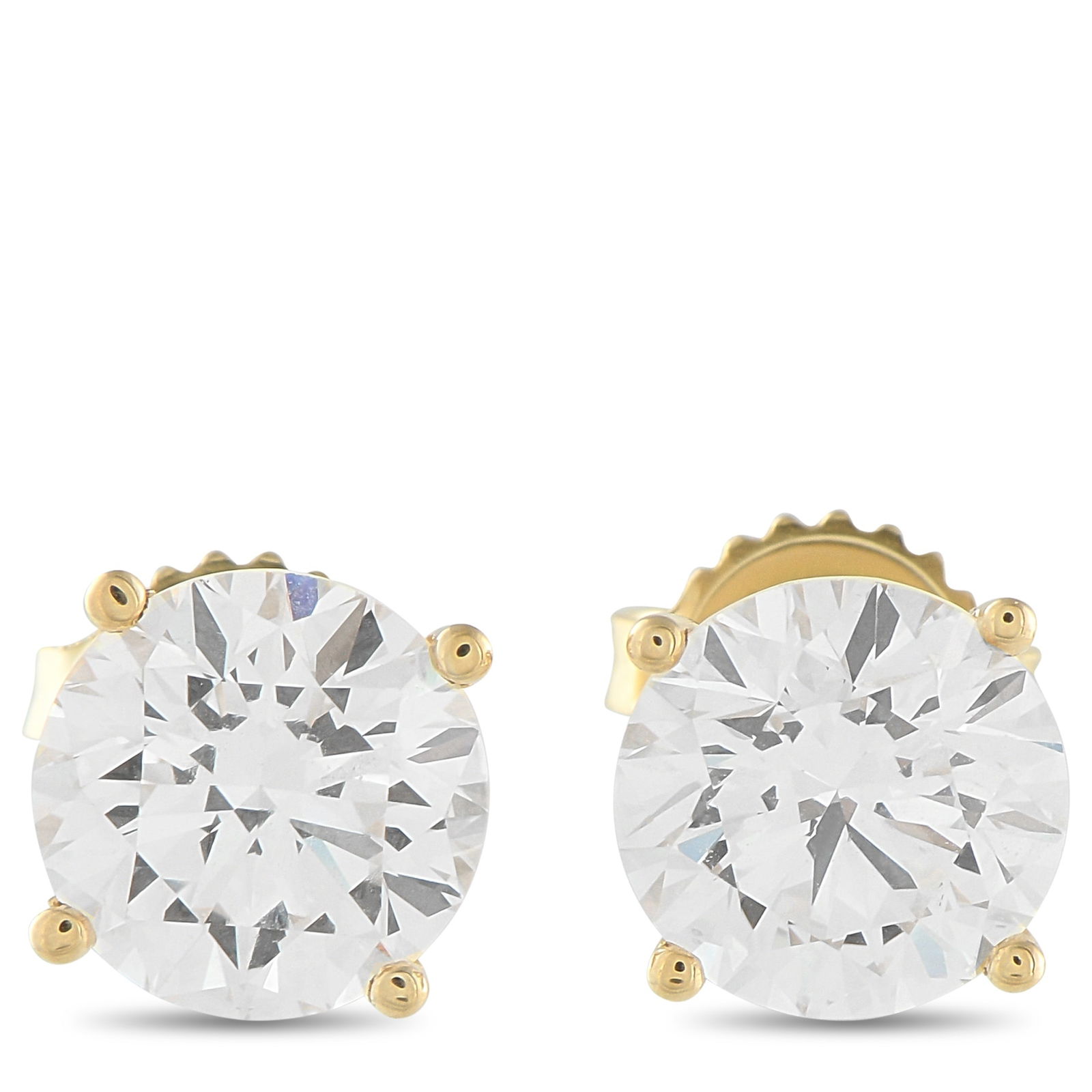 14K Yellow Gold 4.10 ct Lab-Grown Diamond Stud Earrings: If you’ve been waiting for a stud that feels substantial without tipping into overstatement, this pair is it. An pair, these studs feature near colorless, VVS-VS round brilliant lab-grown diamonds t