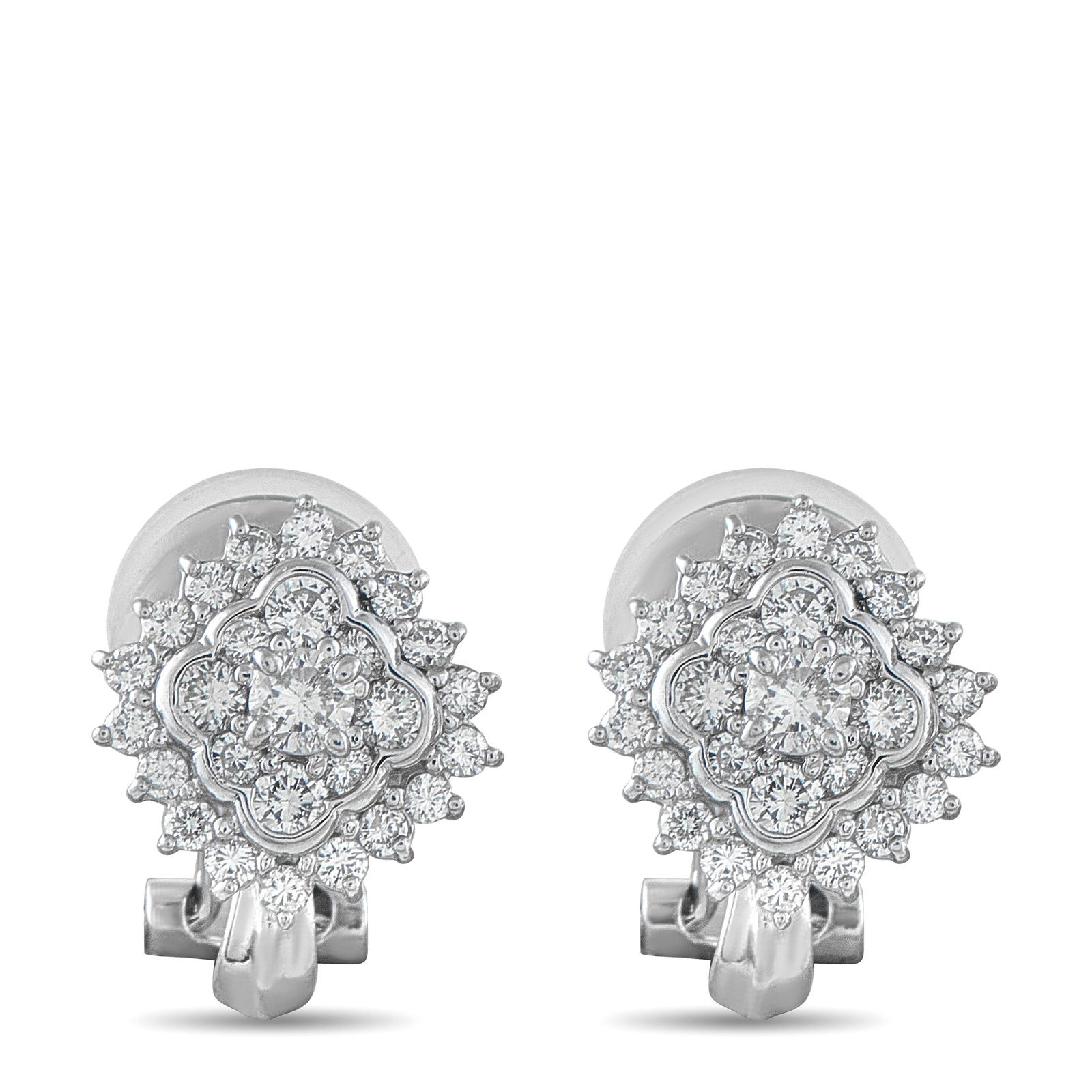 Platinum 1.0ct Diamond Clip-On Earrings: Diamonds with a total weight of 1.0 carats provide these earrings with the perfect amount of sparkle. Incredibly detailed, the ornate Platinum settings offer plenty of extra visual impact. Each earrin