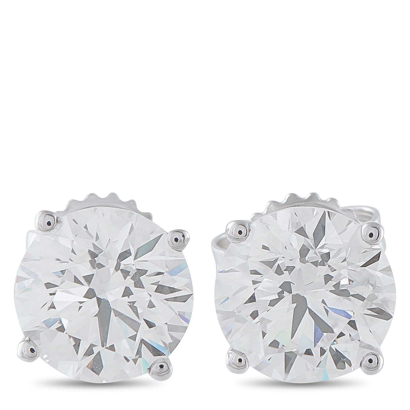 14K White Gold 4.0ct Lab-Grown Diamond Stud Earrings: These stud earrings will instantly elevate any outfit. Set in 14K White Gold, round-cut Lab Grown Diamonds totaling 4.0 carats make them ideal for anyone who appreciates quiet luxury. Each one measure