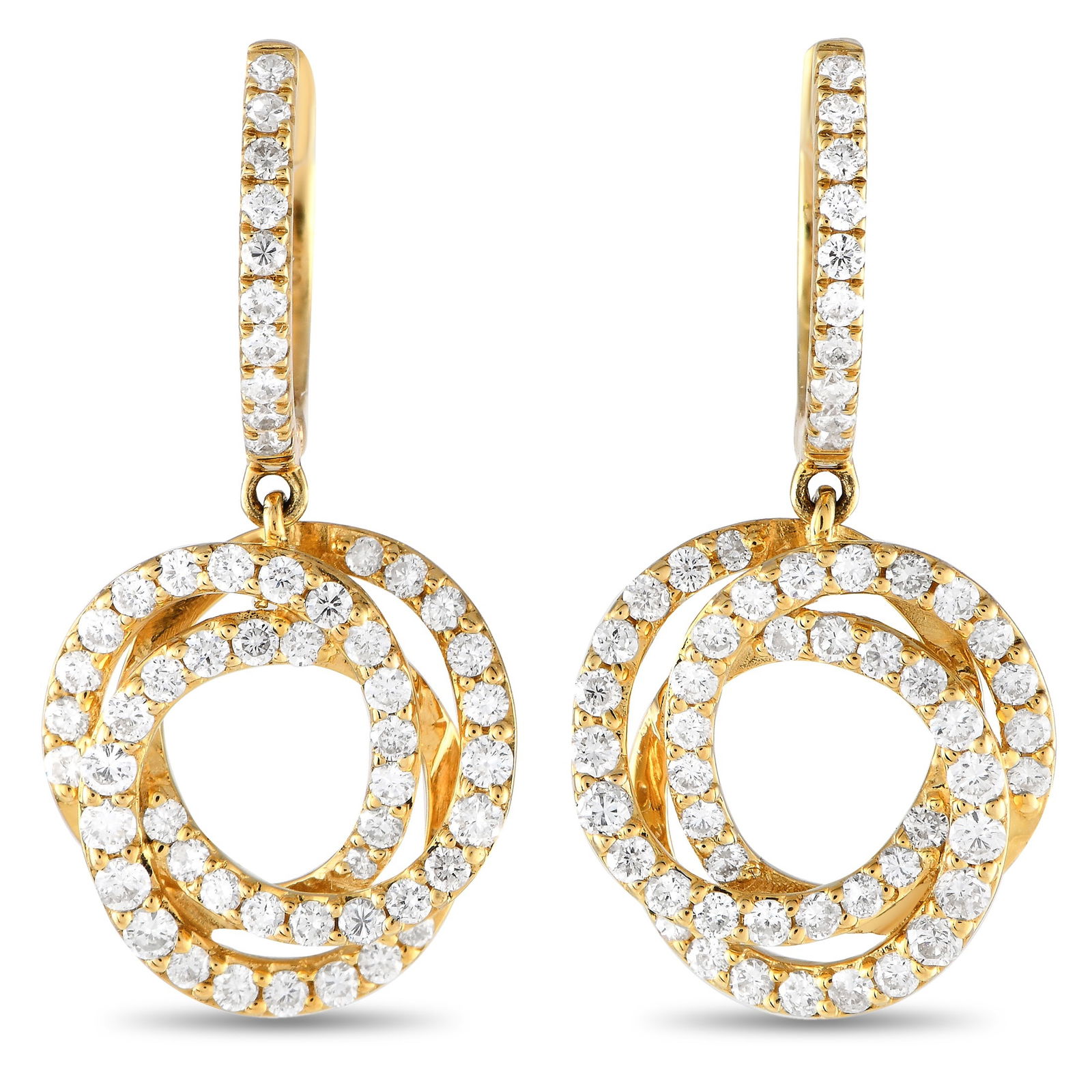 18K Yellow Gold 1.0ct Diamond Drop Earrings (1 of 3)