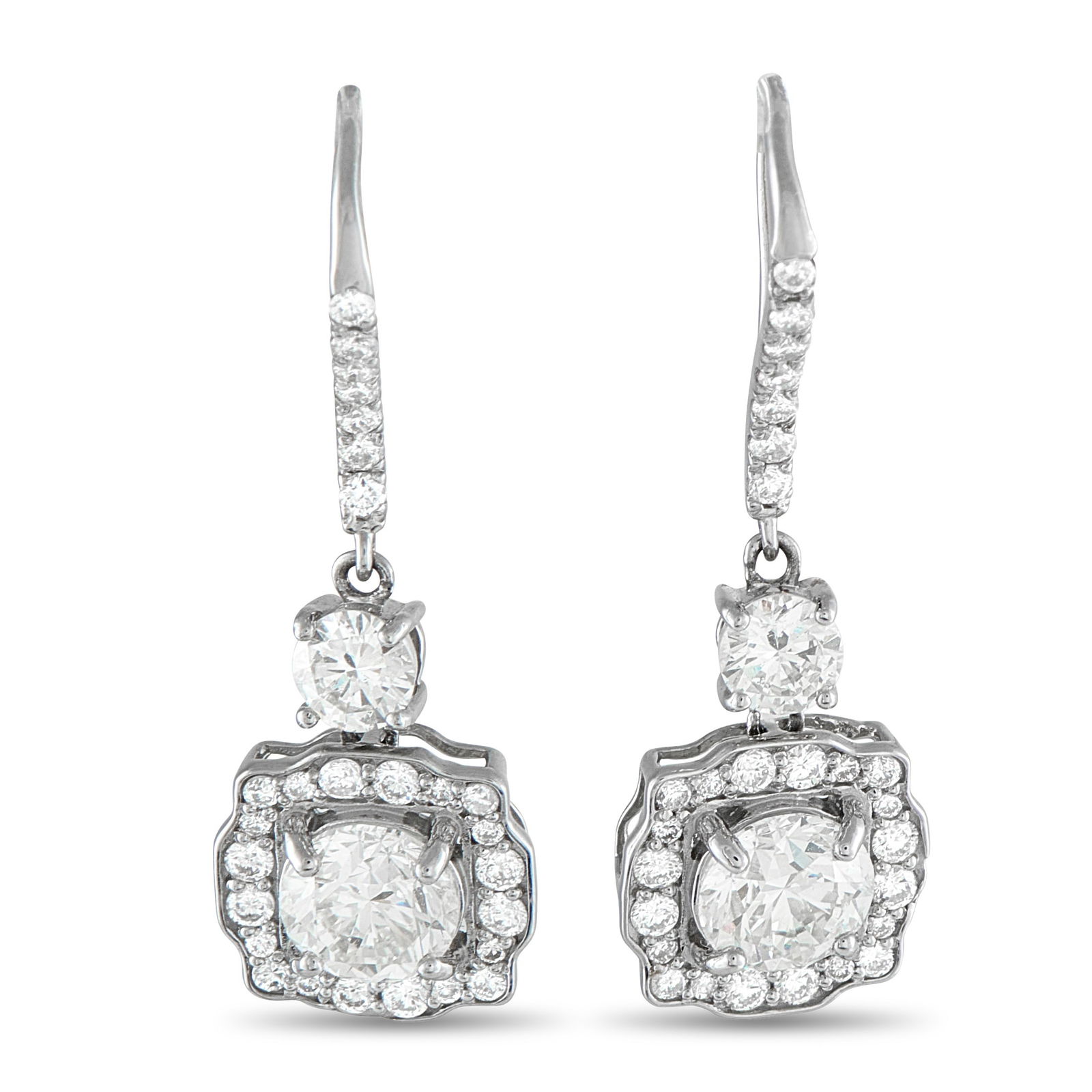 Platinum 3.30ct Diamond Drop Earrings (1 of 5)
