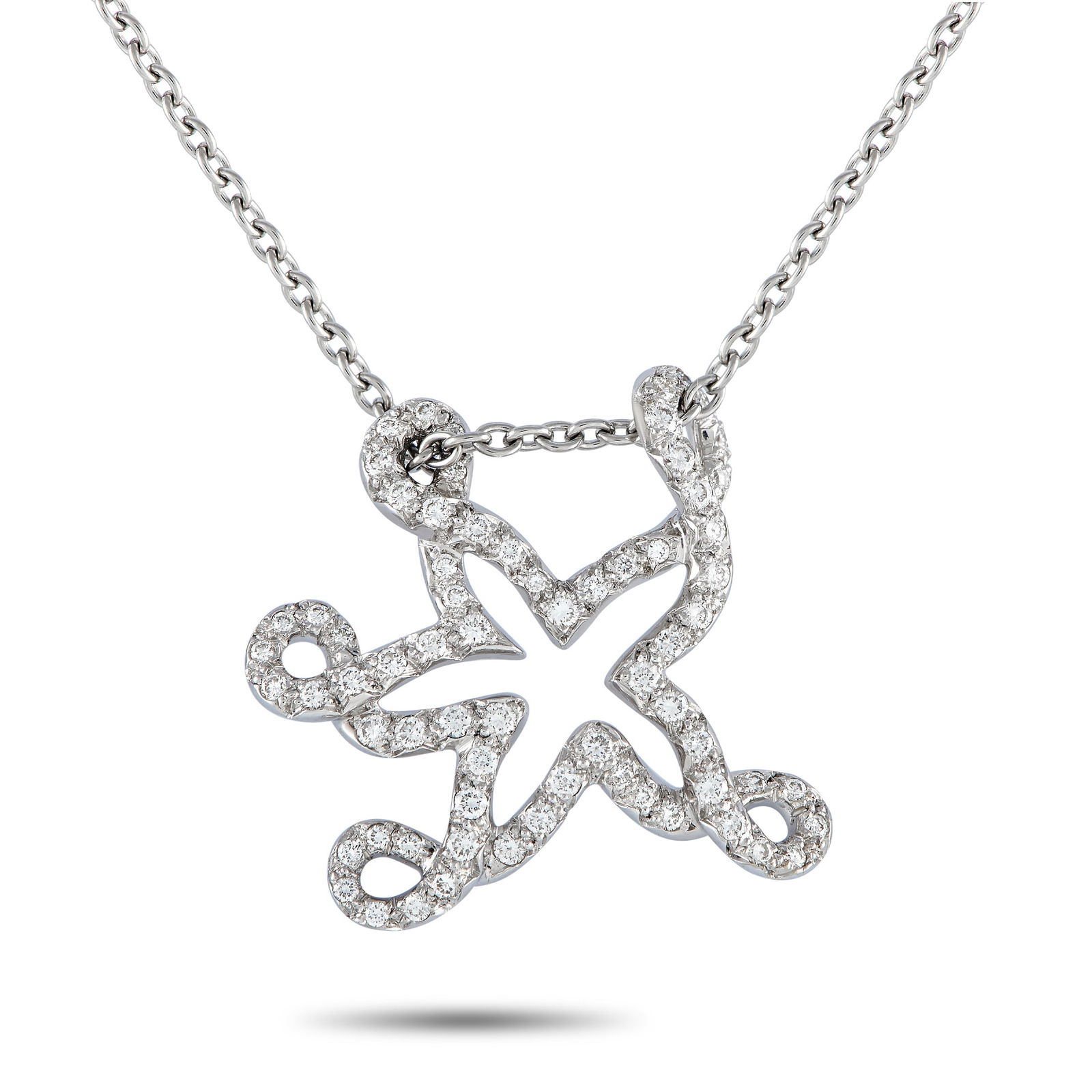 Dior 18K White Gold 0.65ct Diamond Starfish Necklace: With its whimsical silhouette and captivating yet elegant sparkle, this necklace is bound to be the star of every outfit. This creation by Dior features a 16?-long necklace with a spring ring clasp. I