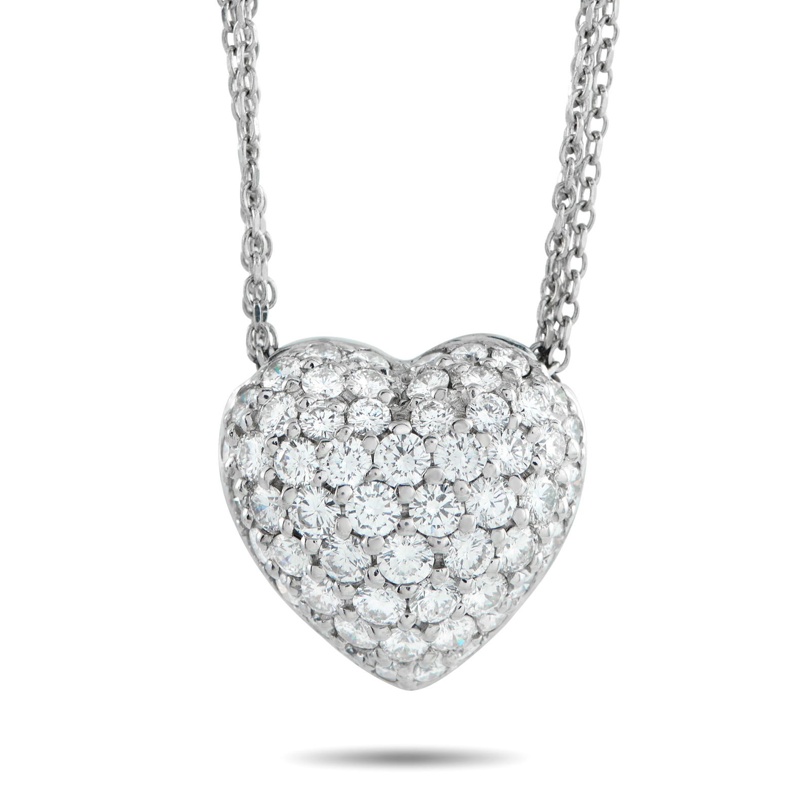 Platinum 1.65ct Diamond Heart Necklace: A necklace designed to reward closer inspection. This piece treats the heart not as a symbol alone, but as a form shaped by detail and intention. The heart pendant, pave set with diamonds, creates a c