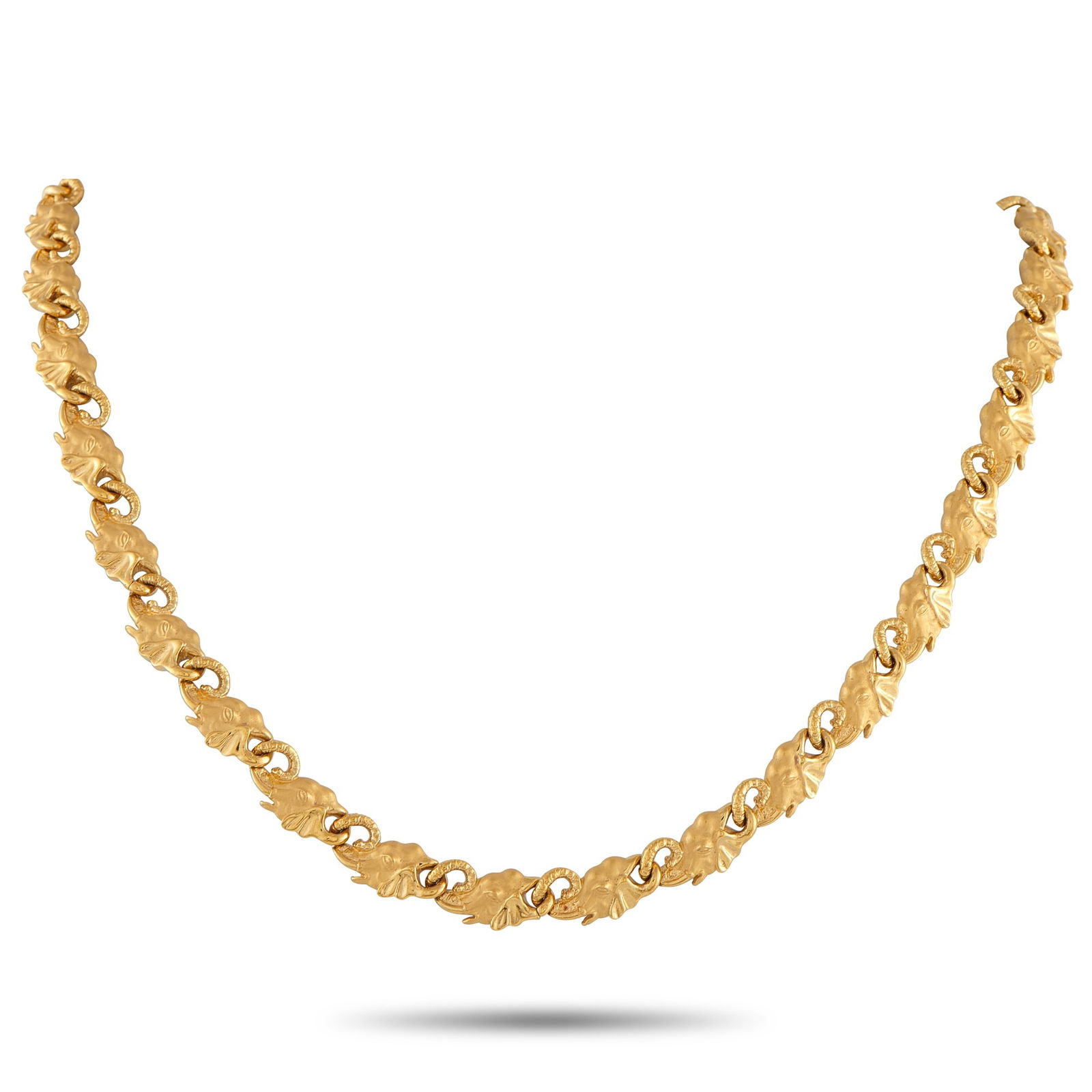 Carrera y Carrera 18K Yellow Gold Elephant Necklace: This Carrera Y Carrera necklace beautifully showcases the luxury brand’s commitment to creating exquisitely crafted accessories with extreme attention to detail. Ideal for any occasion, each one of