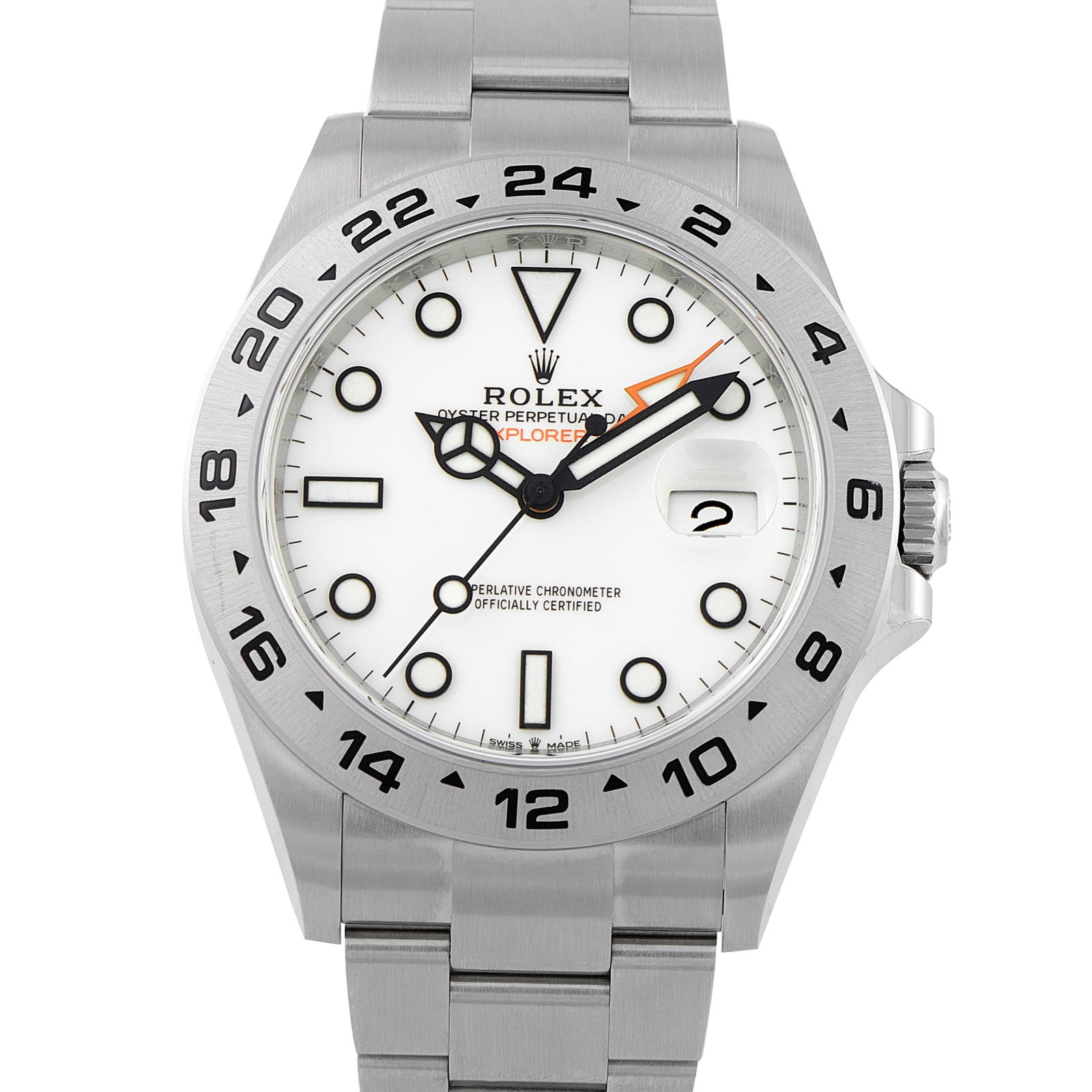 Rolex Explorer II White Polar Dial Steel Watch 226570: Built around function, the Rolex Explorer II ref. 226570 is a watch designed for sustained use. Rooted in exploration rather than display, it is precise, dependable, and purpose-led. The 42mm Oysterst