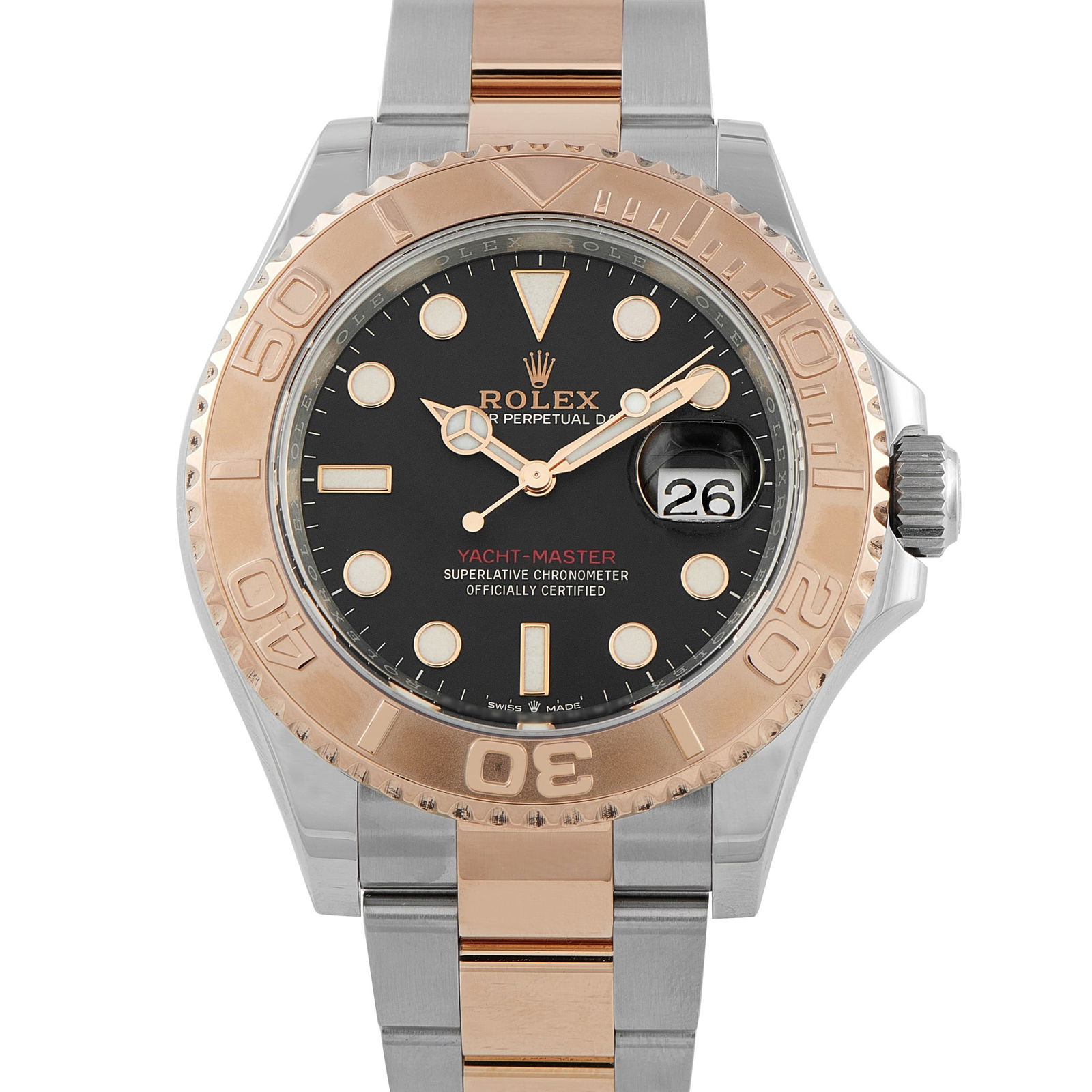 Rolex Yacht-Master 40 Everose Two-Tone Watch 126621: At home on deck or ashore, the Rolex Yacht-Master ref. 126621 balances maritime intent with enduring elegance. Its Everose Rolesor construction combines Oystersteel with warm pink gold, giving the 40m
