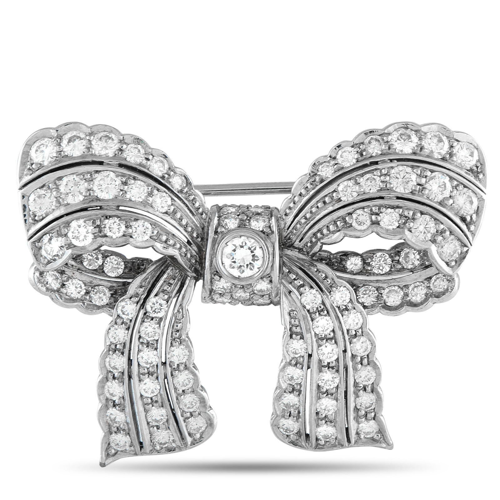 18K White Gold 2.75ct Diamond Bow Brooch (1 of 4)