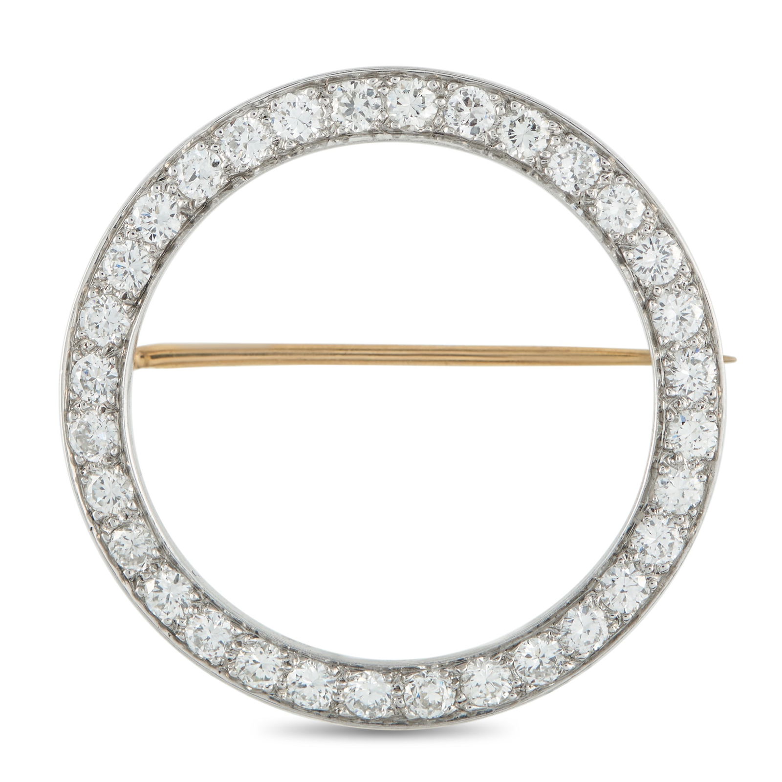 Tiffany & Co. Platinum 2.0ct Diamond Eternity Pin: Add a touch of sparkle to any hat, lapel, or scarf with this exquisite Tiffany & Co. eternity pin. Meant to symbolize the infinite nature of eternal love, Diamonds with a total weight of 2.0 carats ma