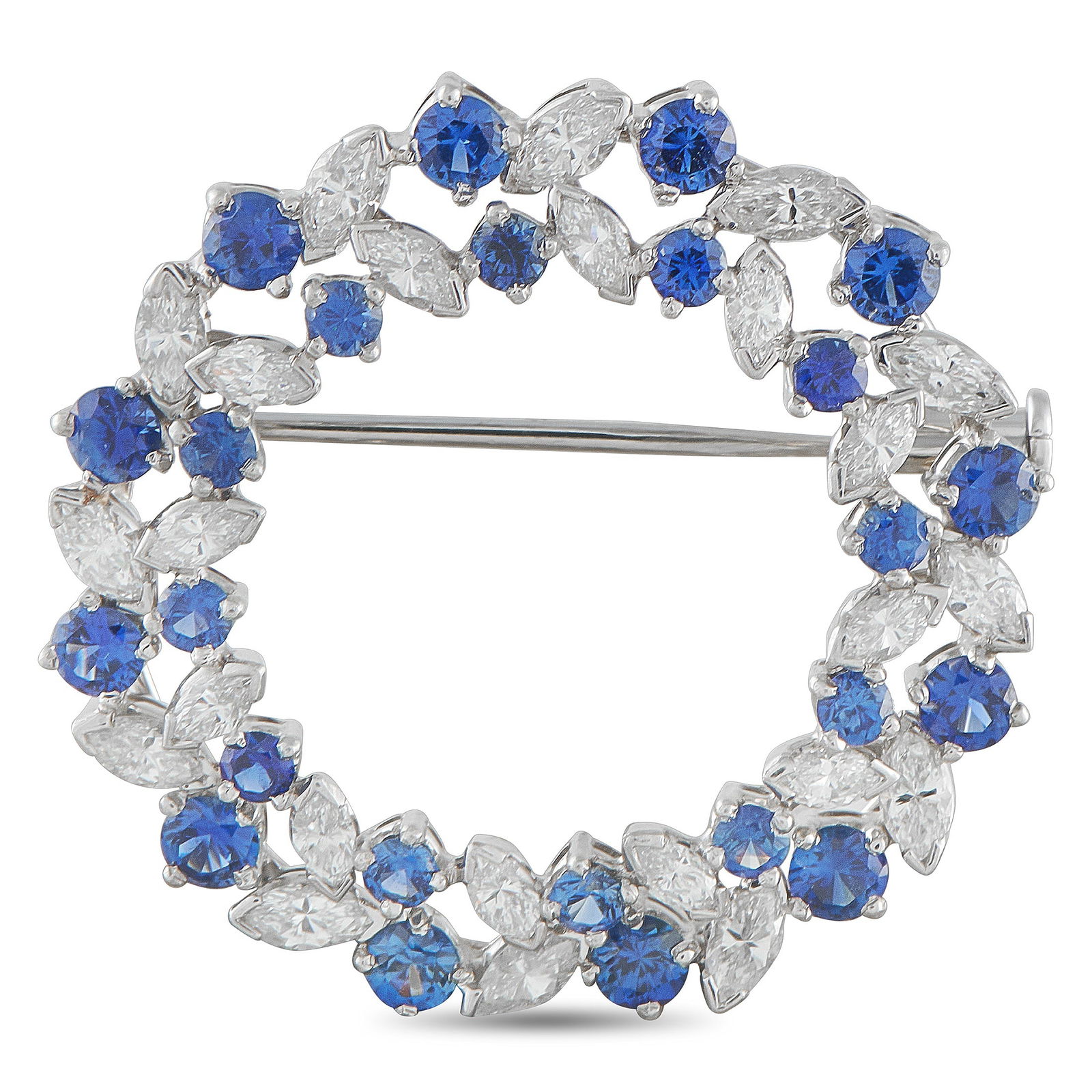 Oscar HeymanPlatinum 1.70ct Diamond and Sapphire Circle Brooch (1 of 3)