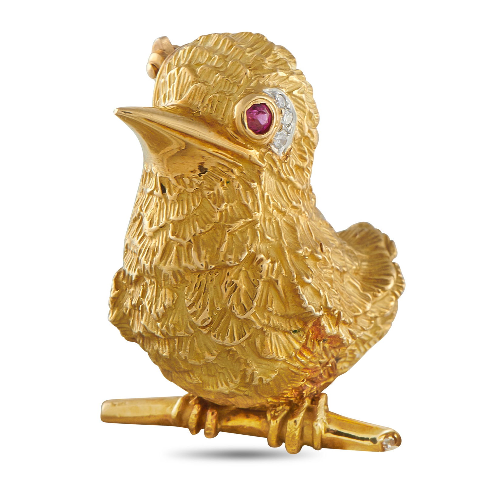 Cartier 18K Yellow Gold Diamond and Ruby Bird Brooch (1 of 4)