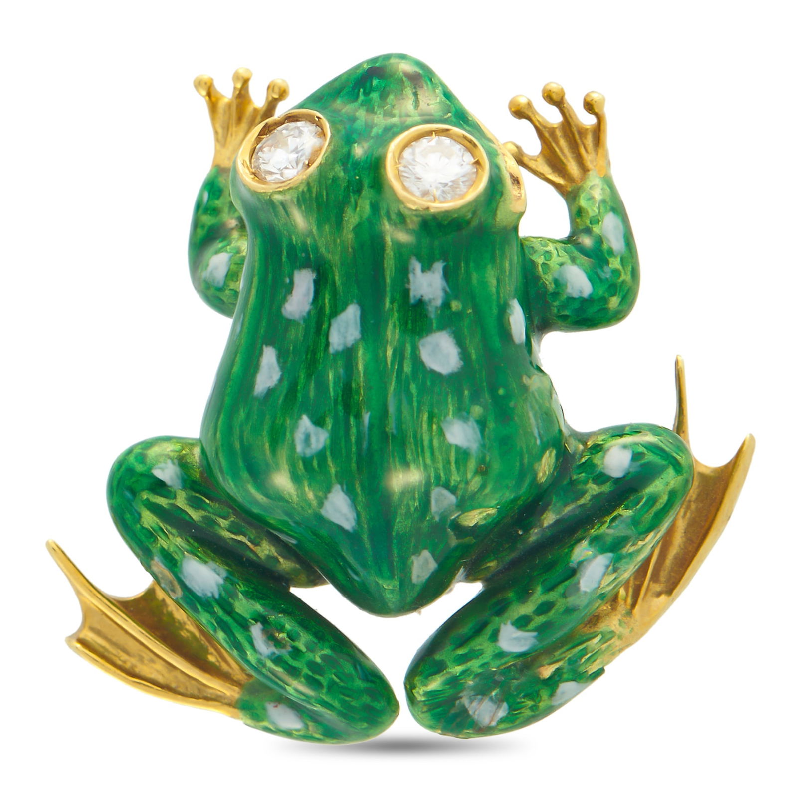 18K Yellow Gold 0.30ct Diamond Frog Brooch (1 of 3)