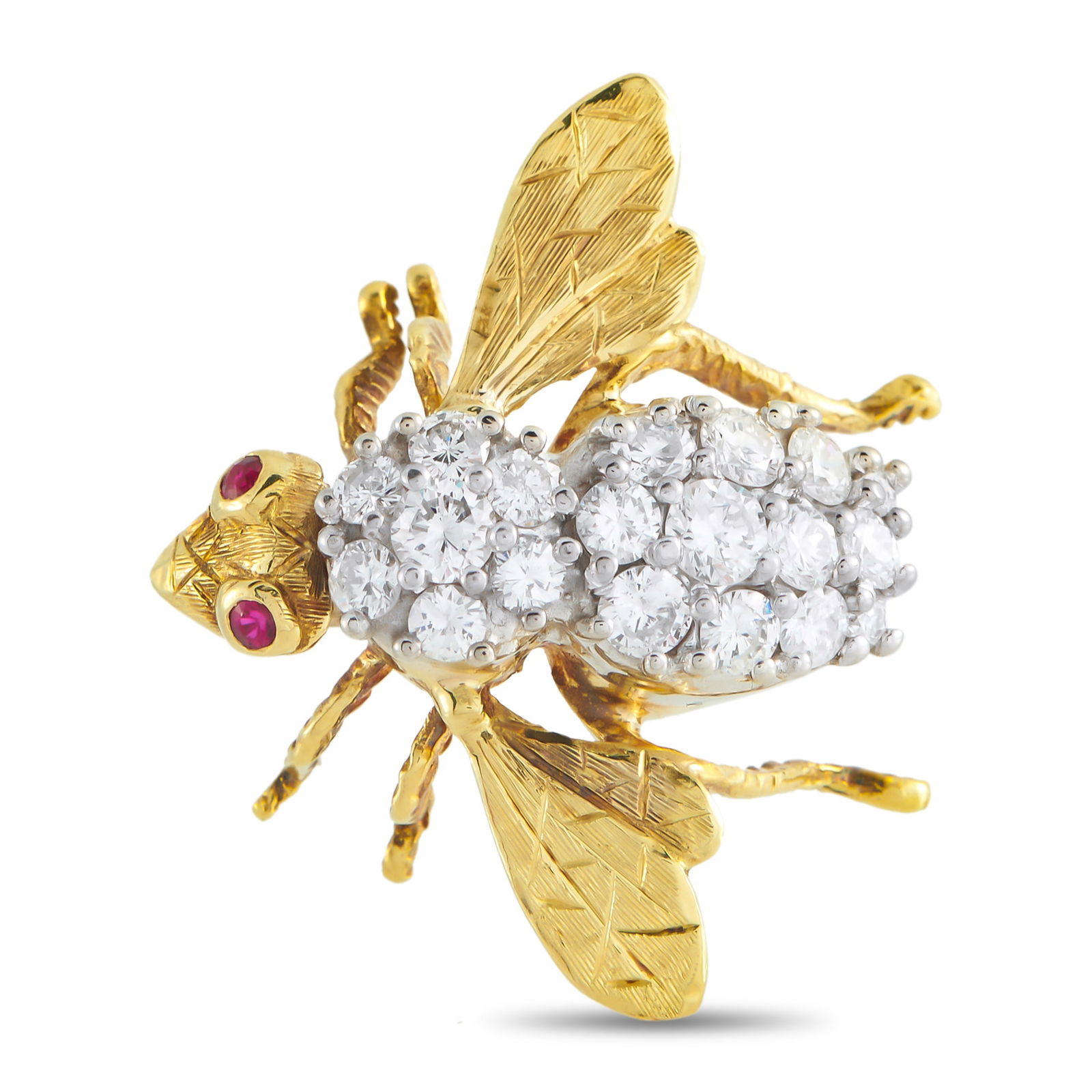 18K Yellow Gold 1.75ct Diamond Bee Brooch (1 of 3)