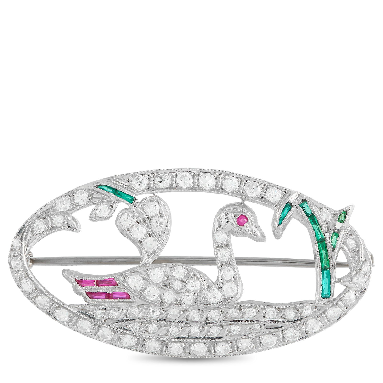 18K White Gold 0.80ct Diamond Brooch: On this luxury brooch, a nature scene comes to life within the elegant, openwork design. Diamonds with a total weight of 0.80 carats add sparkle and sophistication to this exquisite piece, while color