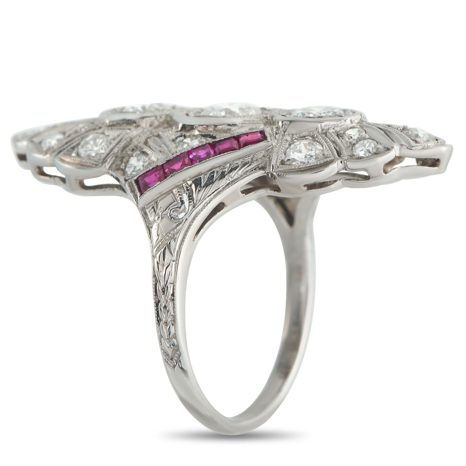 Exclusive Platinum 1.0ct Diamond and Ruby Ring - 2