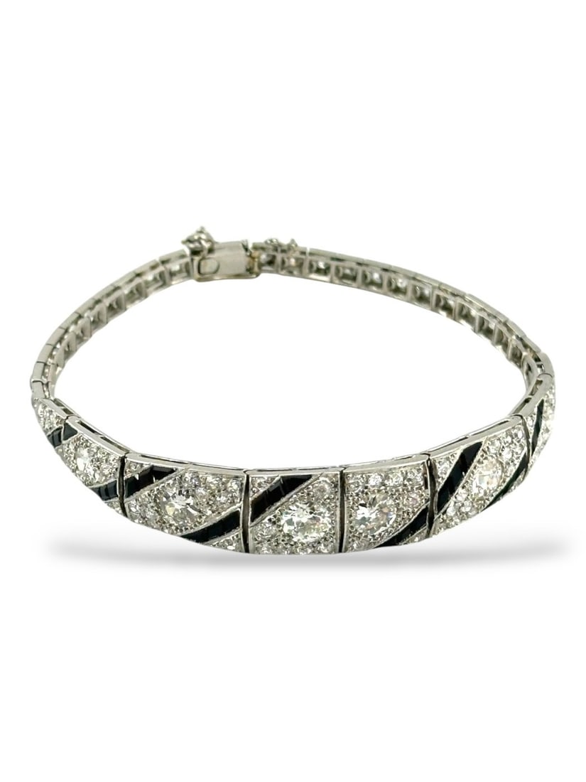 18 kt. 18K White Gold Art Deco 6.0ct Diamond Bracelet , White gold - 6.0ct. tw. Diamond (Natural) (1 of 6)