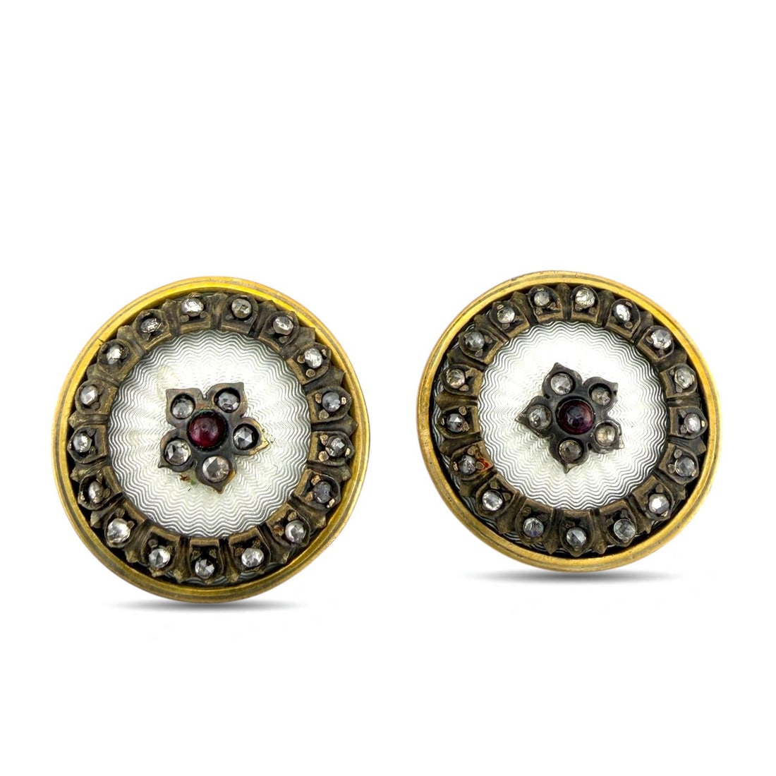 Faberge - Cufflinks Exclusive Faberge Imperial Russian Silver 0.44ct Diamond and Ruby Cufflinks, (1 of 6)