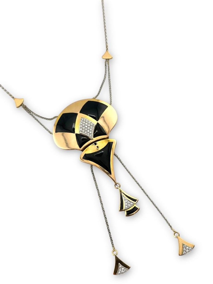 18 kt. Yellow gold, Cesare De Vecchi Italy 18K Gold and Diamond Necklace - 0.44ct. tw. Diamond (1 of 8)