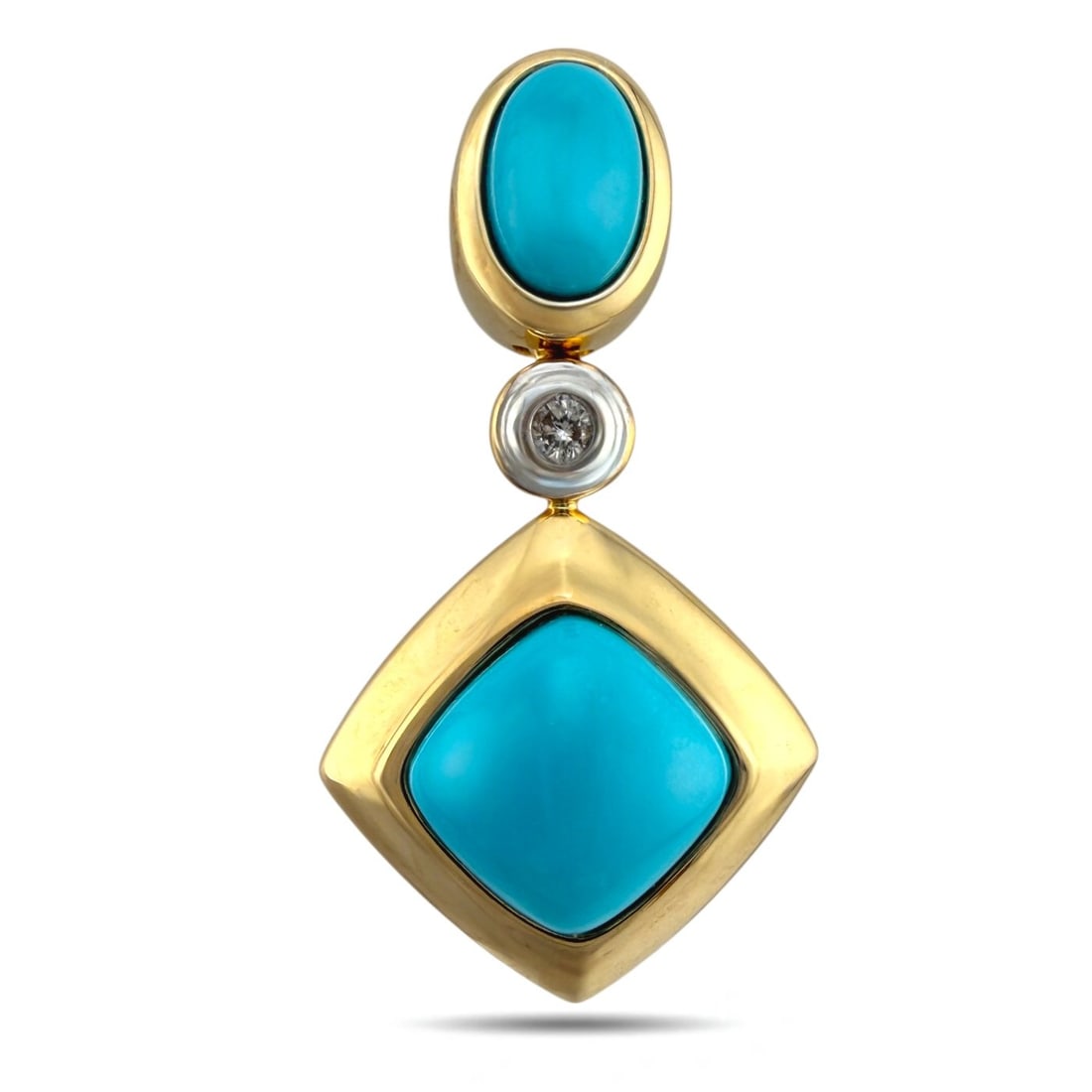 14 kt. Yellow gold, Exclusive 14K Yellow Gold Turquoise Pendant with Diamond Accent Turquoise (1 of 7)