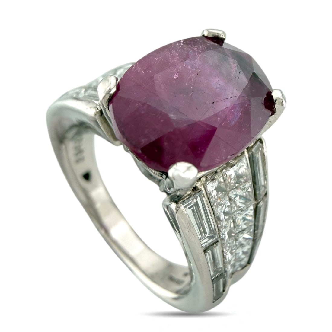 Ring Platinum, Exclusive Platinum 3.50ct Vintage Ruby and 1.10ct Diamond 4.60ct. tw. Ruby - Diamond (1 of 6)
