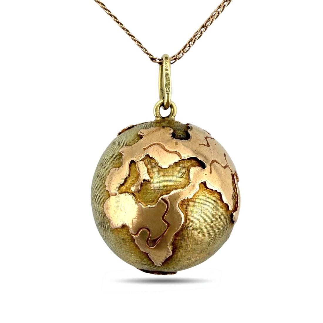 Pendant - 14 kt. Yellow gold, Exclusive 14K Yellow & Rose Gold Sculpted Earth Pendant, Rose gold (1 of 7)