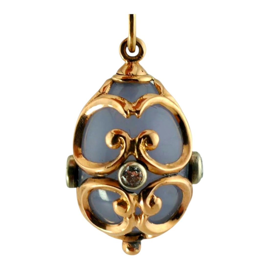 Faberge - Pendant - 14 kt. Yellow gold, Faberge Imperial Russian 56K (14K) Yellow Gold & Diamond (1 of 9)