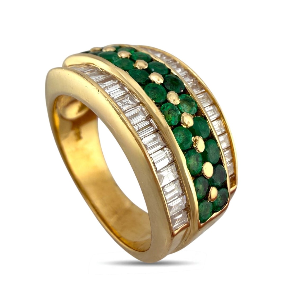 14 kt. Yellow gold, Exclusive 14K Yellow Gold Diamond & Emerald Band 0.57ct. tw. (1 of 6)
