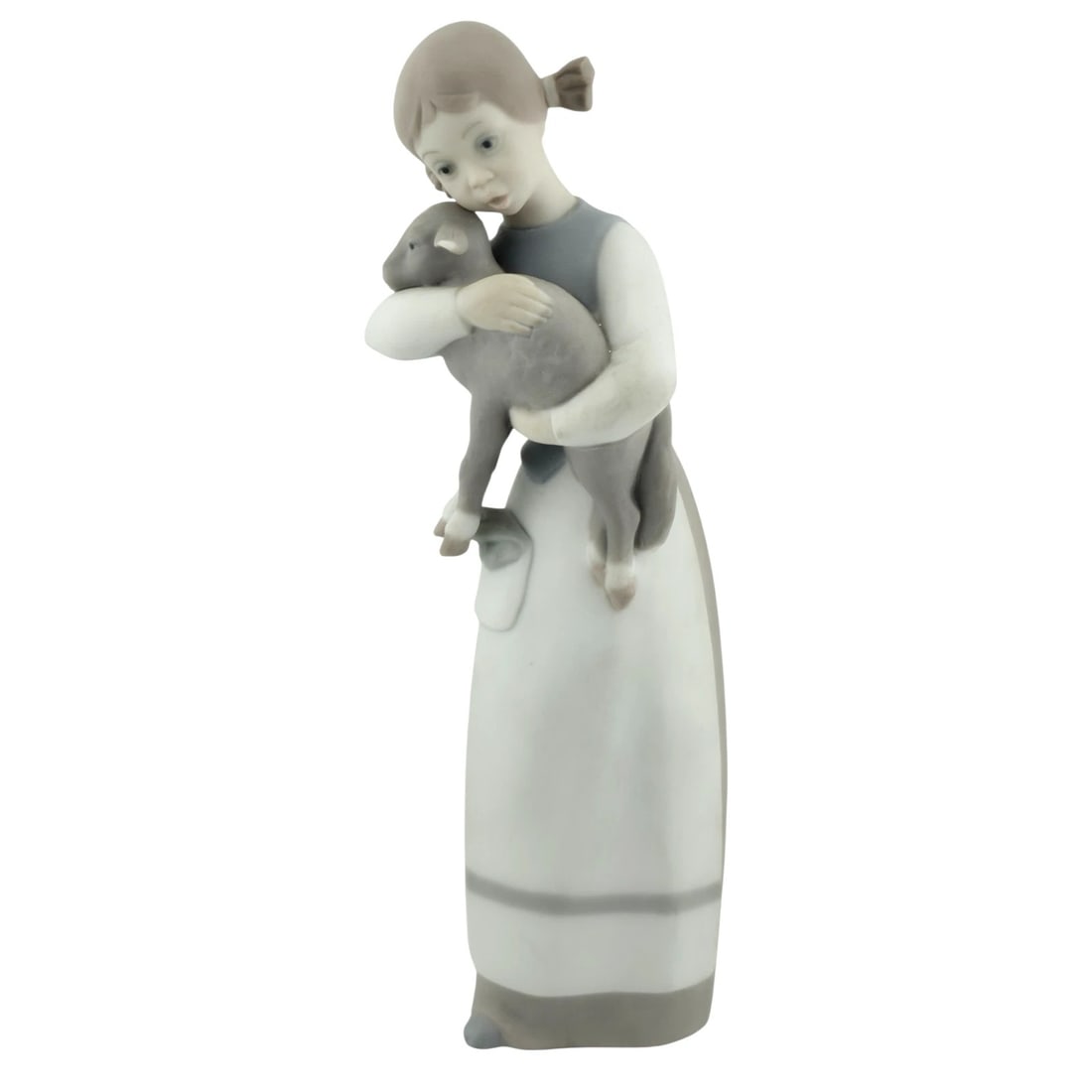 LLADRO Retired Girl With Lamb Children with Animals: LLADRO Retired Girl With Lamb Children with AnimalsHeight: 8 1/2 inStyle: 1010 GLOSSIntro Date: 1969Retired Piece: 1993Piece Code: BX2Condition: in excellent condition)