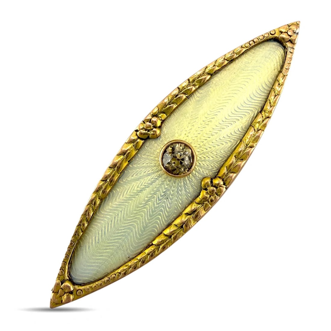 A Fabergé 56 Gold Diamond and Enamel brooch St Petersburg, 1900-1917: A Fabergé 56 Gold Diamond and Enamel brooch St Petersburg, 1900-1917