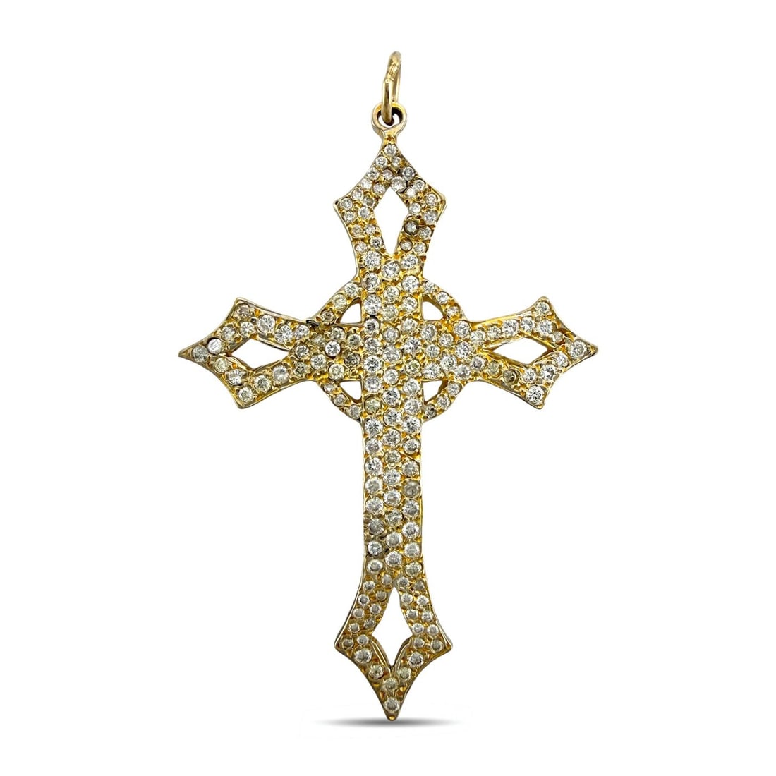 Cross pendant - 14 kt. Yellow gold - 1.0ct. tw. Diamond: Exclusive 14K Yellow Gold 1.00ct Diamond Cross PendantA bold and beautifully proportioned cross pendant crafted in rich 14K yellow gold, fully adorned across the face with brilliant diamonds. The