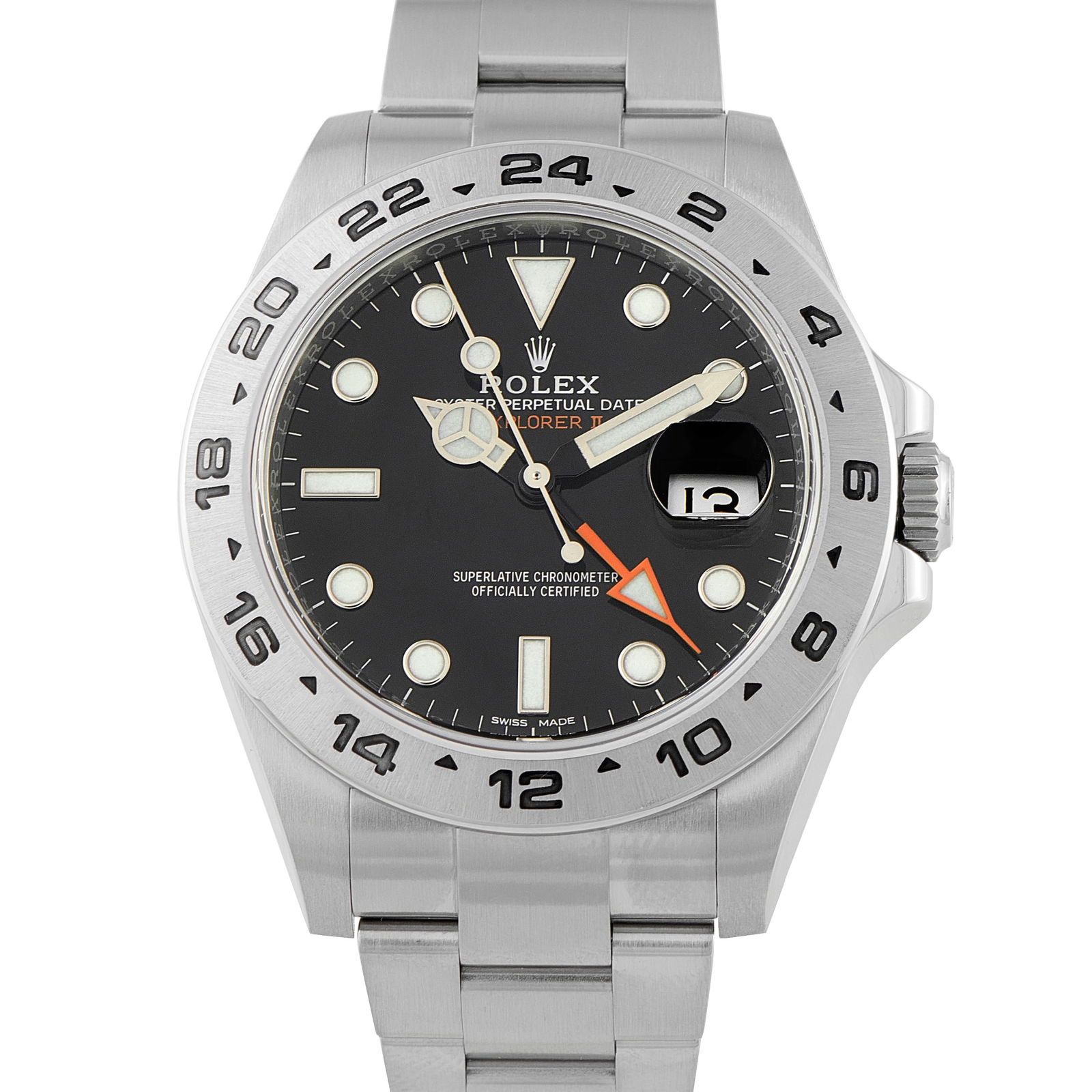 Rolex Explorer II Black Dial Steel Watch 216570: A modern adventurer’s constant companion. The Rolex Explorer II ref. 216570 is built for extremes yet worn anywhere. It has a 42mm Oystersteel case, surrounding a black dial designed for absolute cl