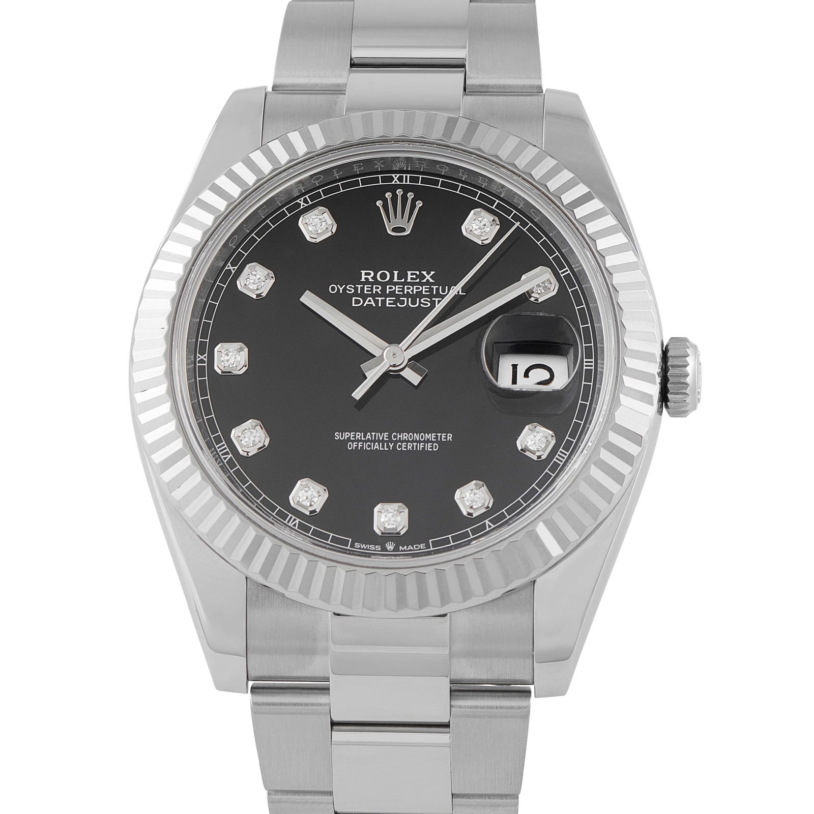 Rolex Datejust 41 Black Diamond Dial Steel Oyster Watch 126334 (1 of 5)