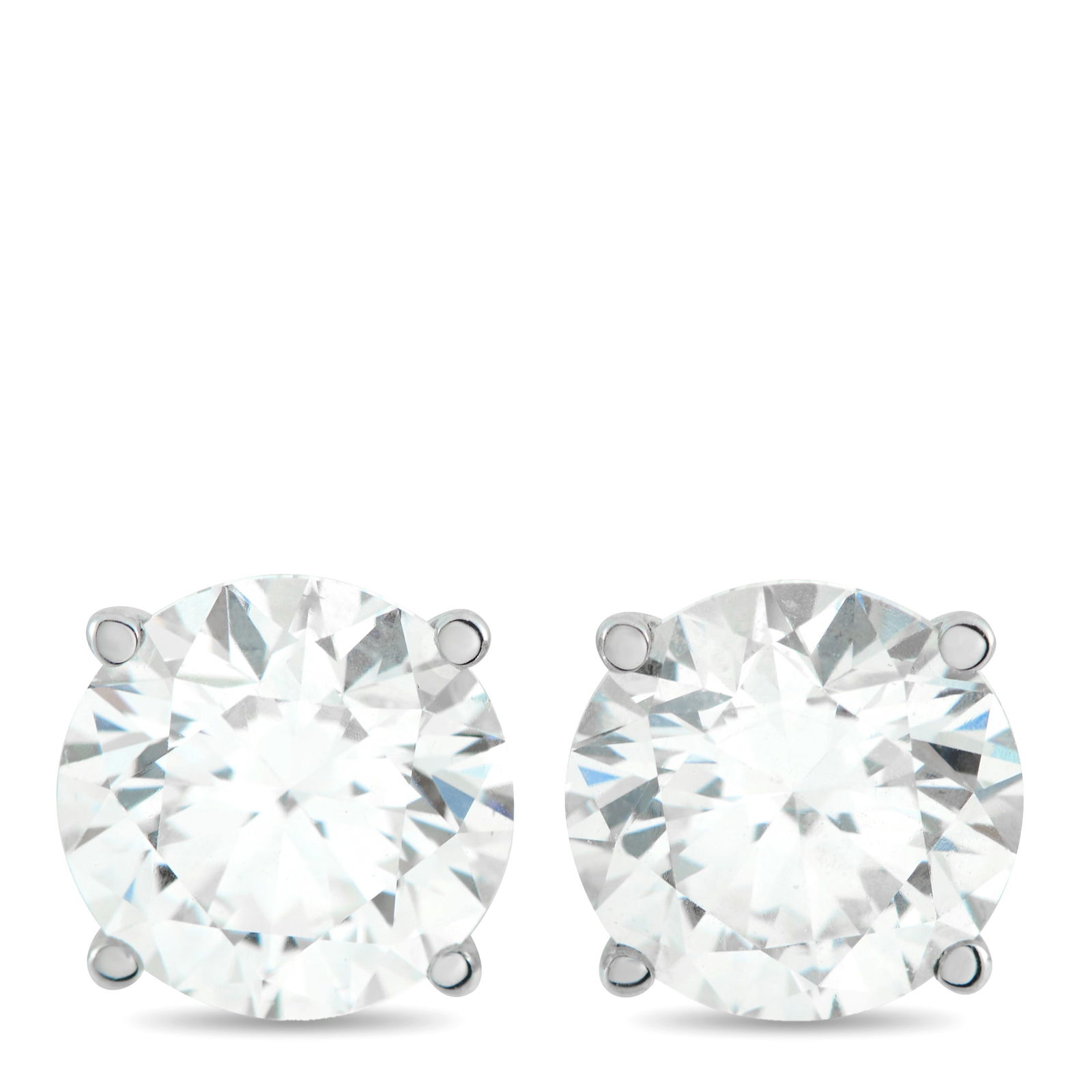 14K White Gold 3.42ct Lab-Grown Diamond Stud Earrings: Add a touch of sparkle to any ensemble with these stud earrings. Perfect for anyone who appreciates understated elegance, they feature round brilliant Lab Grown Diamonds totaling 3.42 carats. Each ear