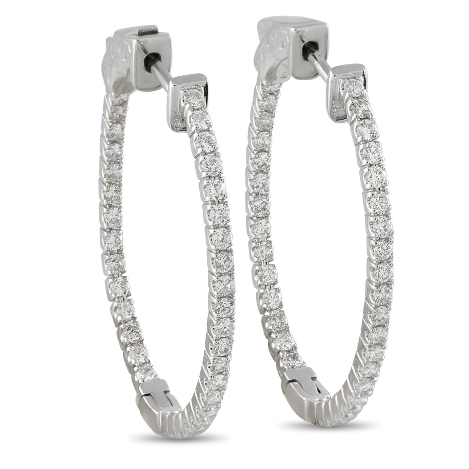 14K White Gold 1.07ct Diamond Inside-Out Hoop Earrings (1 of 4)