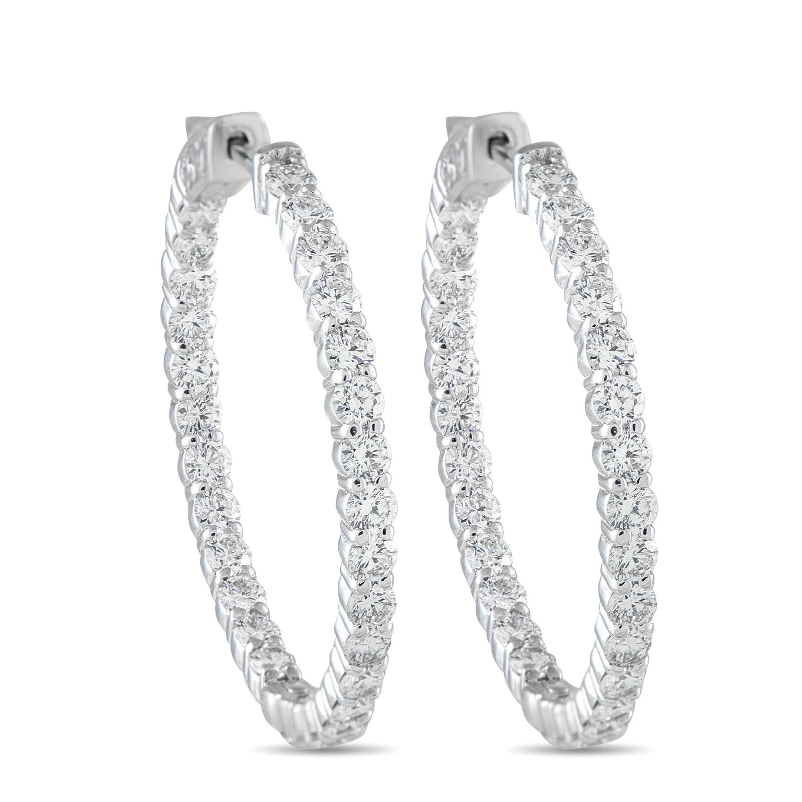 14K White Gold 4.25ct Lab-Grown Diamond Inside-Out Hoop Earrings (1 of 5)