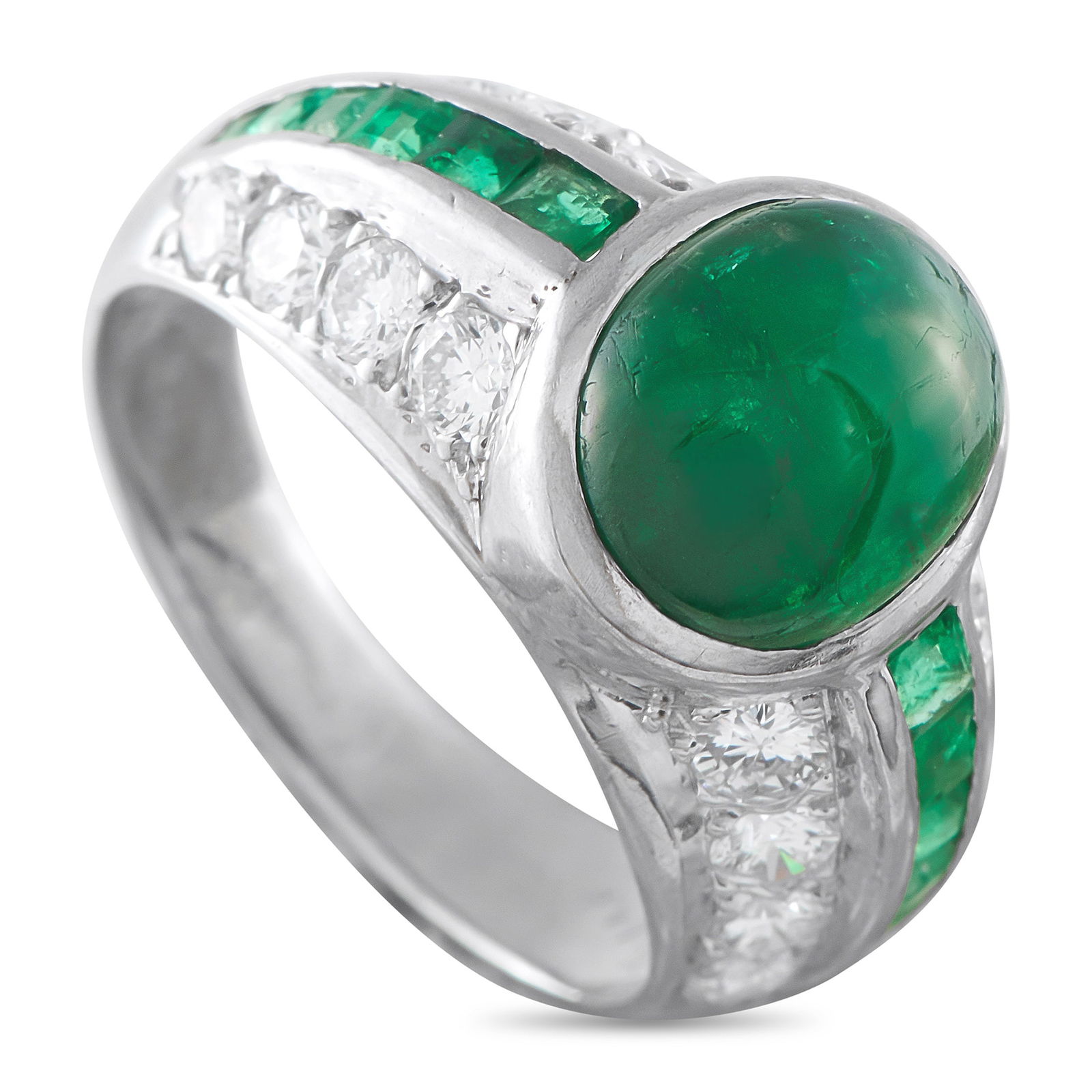 14K White Gold 0.60ct Diamond and Emerald Ring (1 of 3)