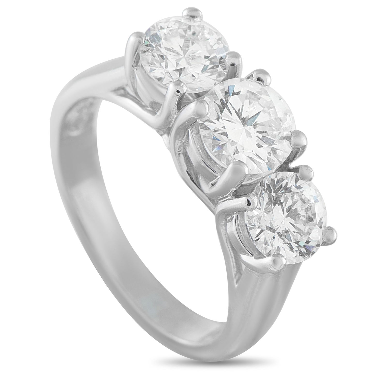 14K White Gold 2.35ct Diamond Three-Stone Ring (1 of 3)