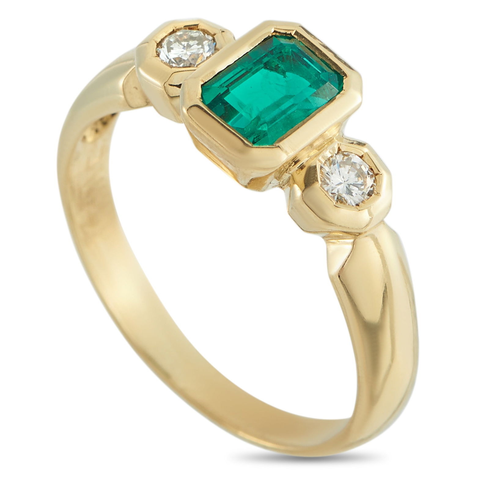 18K Yellow Gold 0.24ct Diamond and Emerald Ring (1 of 3)