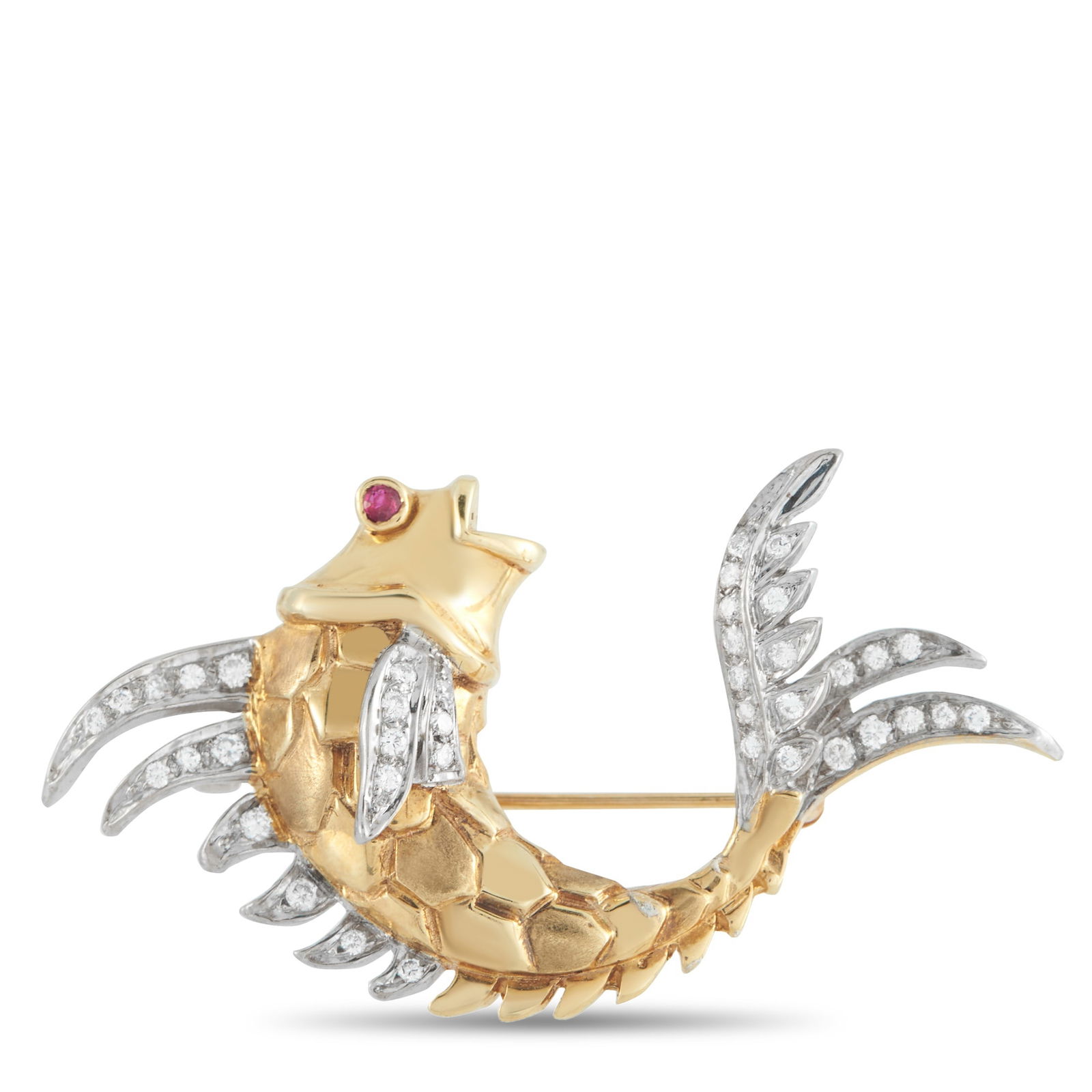 18K Yellow Gold 0.50ct Diamond Fish Brooch (1 of 3)