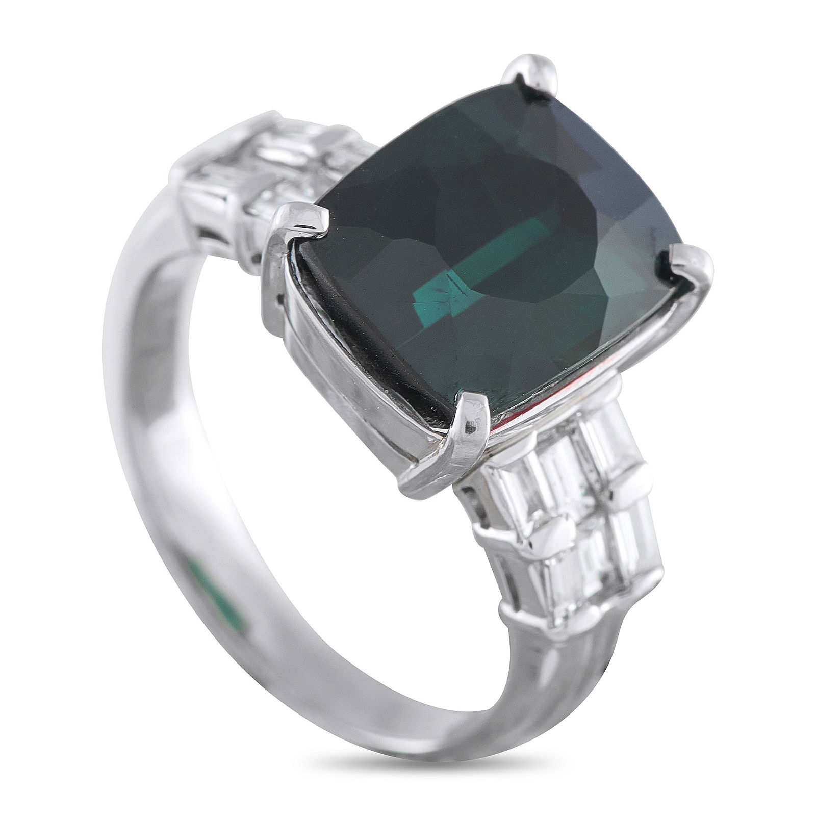 Platinum 0.67ct Diamond and Tourmaline Ring (1 of 3)