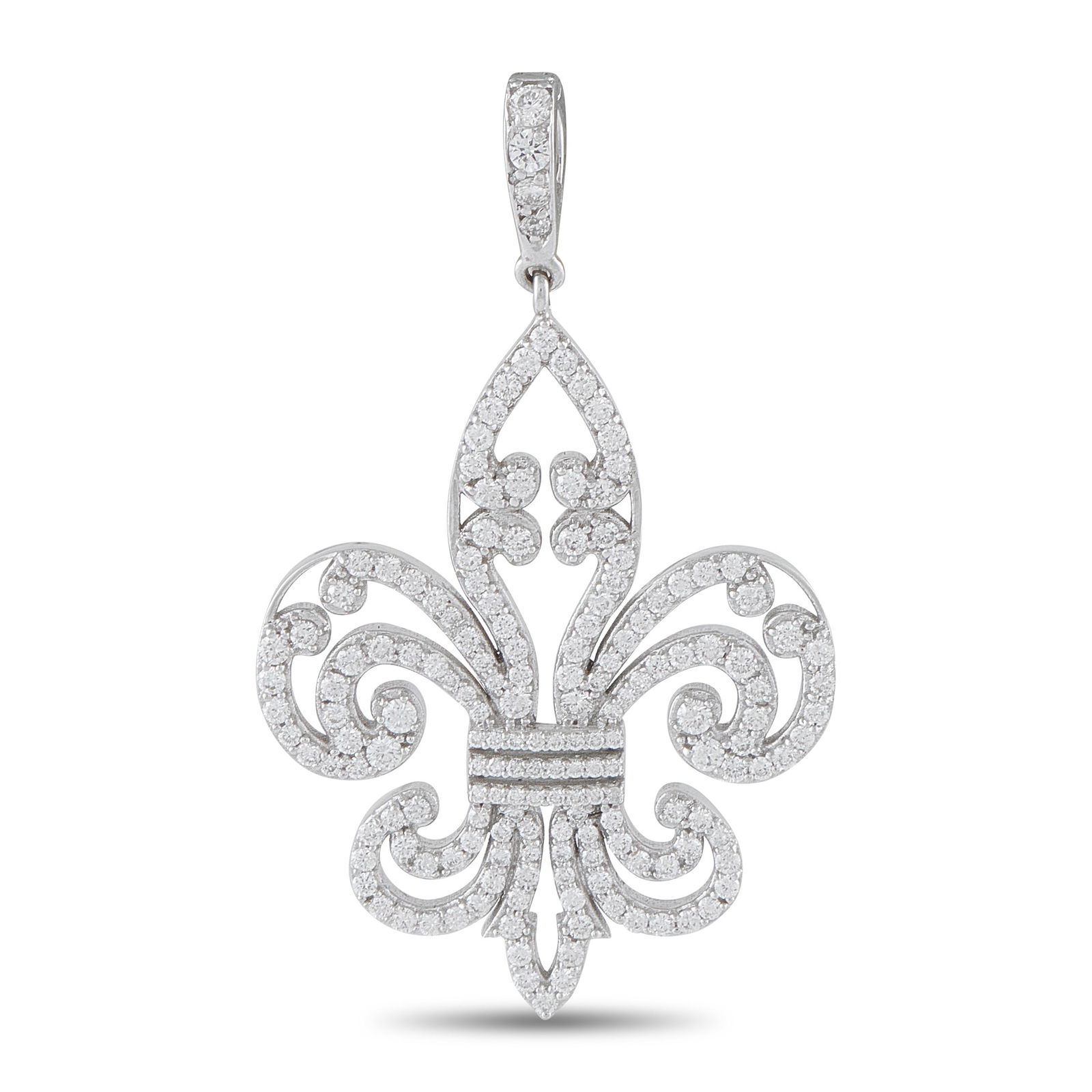 Rhonda Faber Green18K White Gold 1.32ct Diamond Fleur-de-Lis Pendant: This Rhonda Faber Green Fleur-de-Lis pendant is incredibly luxurious. Set in 18K White Gold, sparkling Diamonds with a total weight of 1.32 carats allow it to come alive every time it catches the ligh
