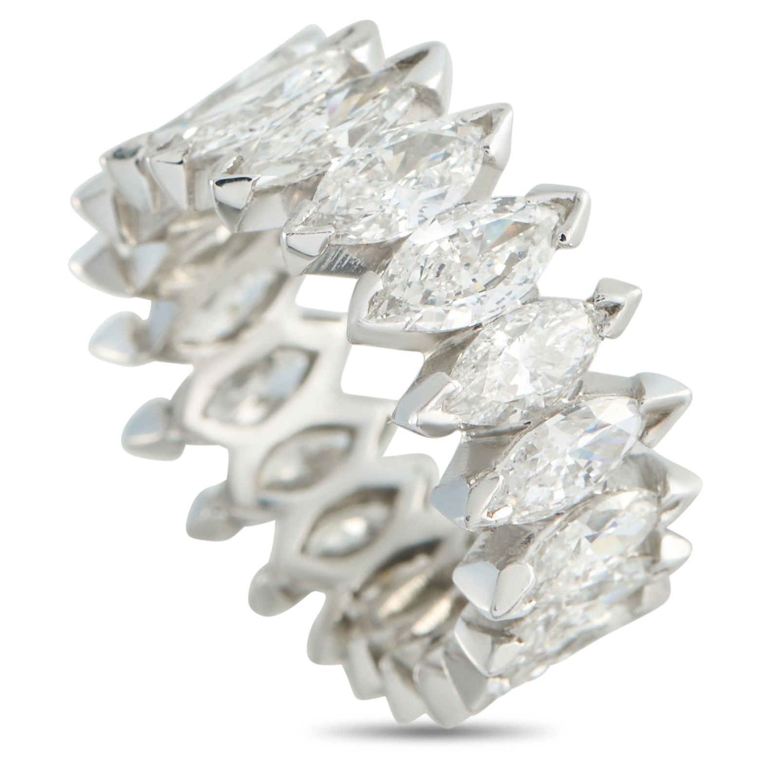 Platinum 2.90ct Diamond Eternity Band: A series of marquise cut Diamonds with a total weight of 2.90 carats make this band ring a work of art. Impressive no matter if it’s worn alone or paired with other luxury pieces, it features a
