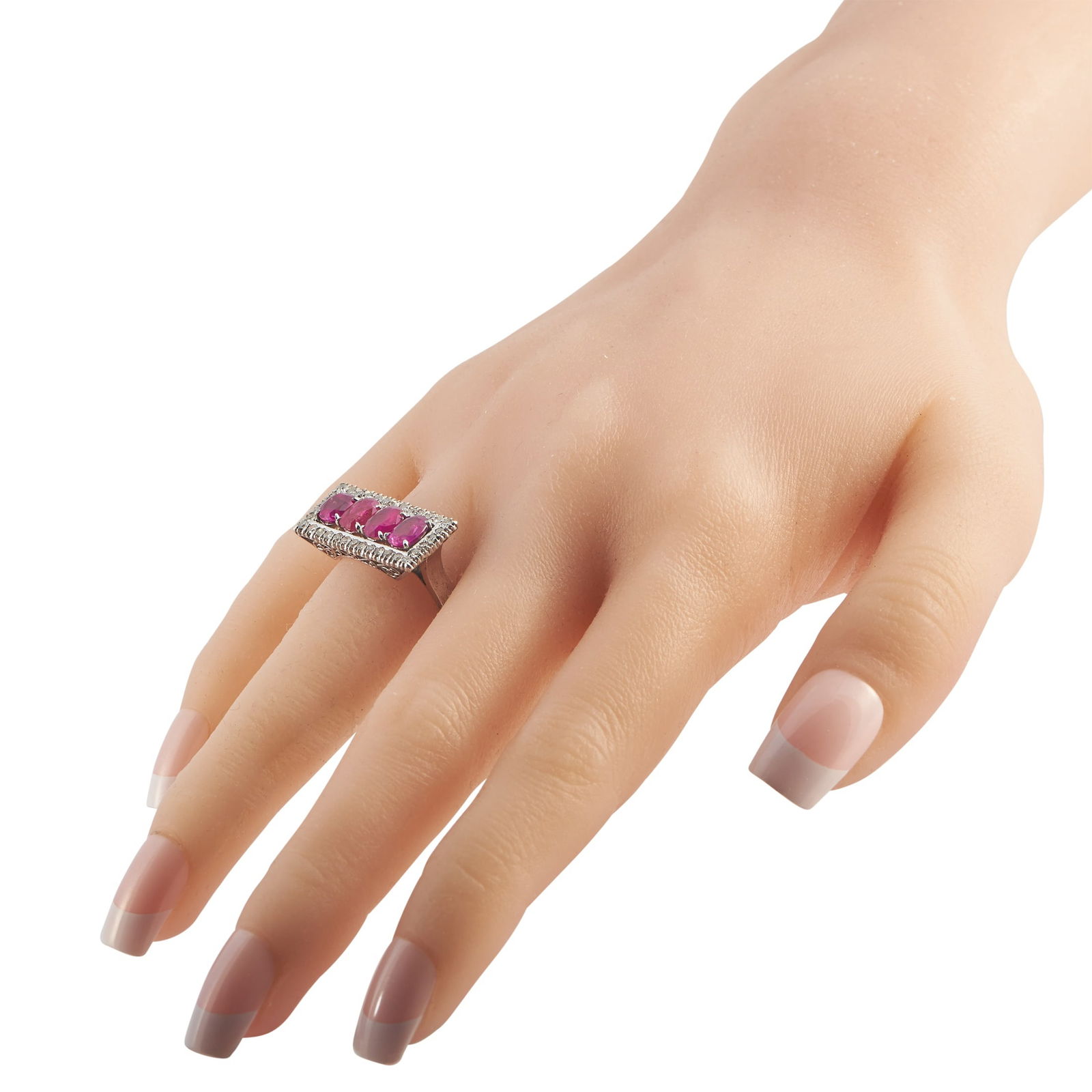 Platinum 0.60ct Diamond and Ruby Ring - 3