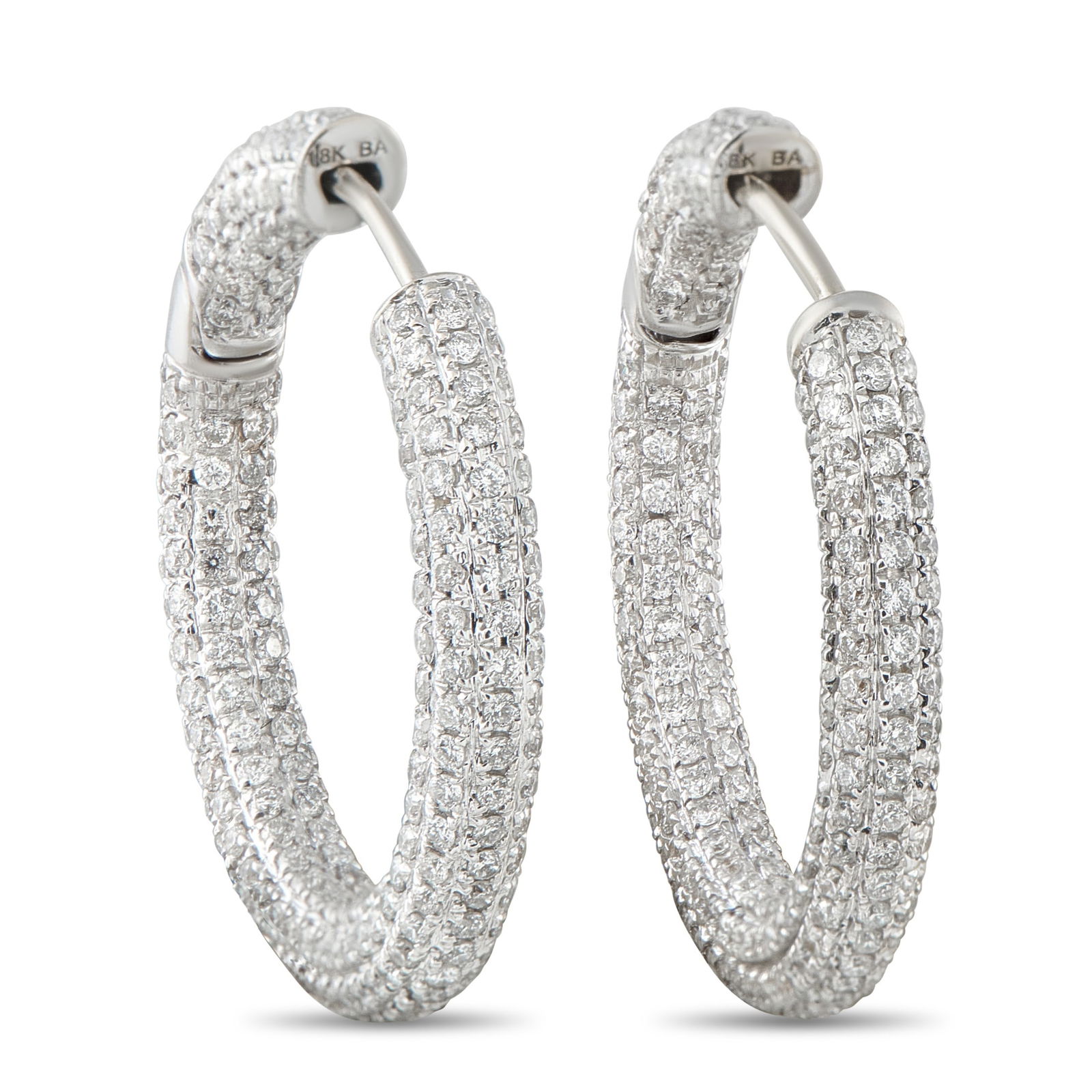 18K White Gold 3.15ct Diamond Inside-Out Hoop Earrings (1 of 3)