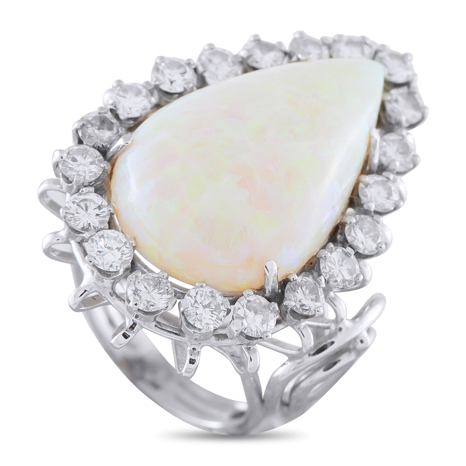 18K White Gold 2.30ct Diamond and Opal Ring (1 of 3)